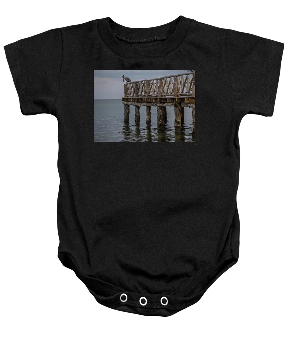 Pelican Baby Onesie featuring the photograph Pelican, Cancun, Mexico by Julieta Belmont