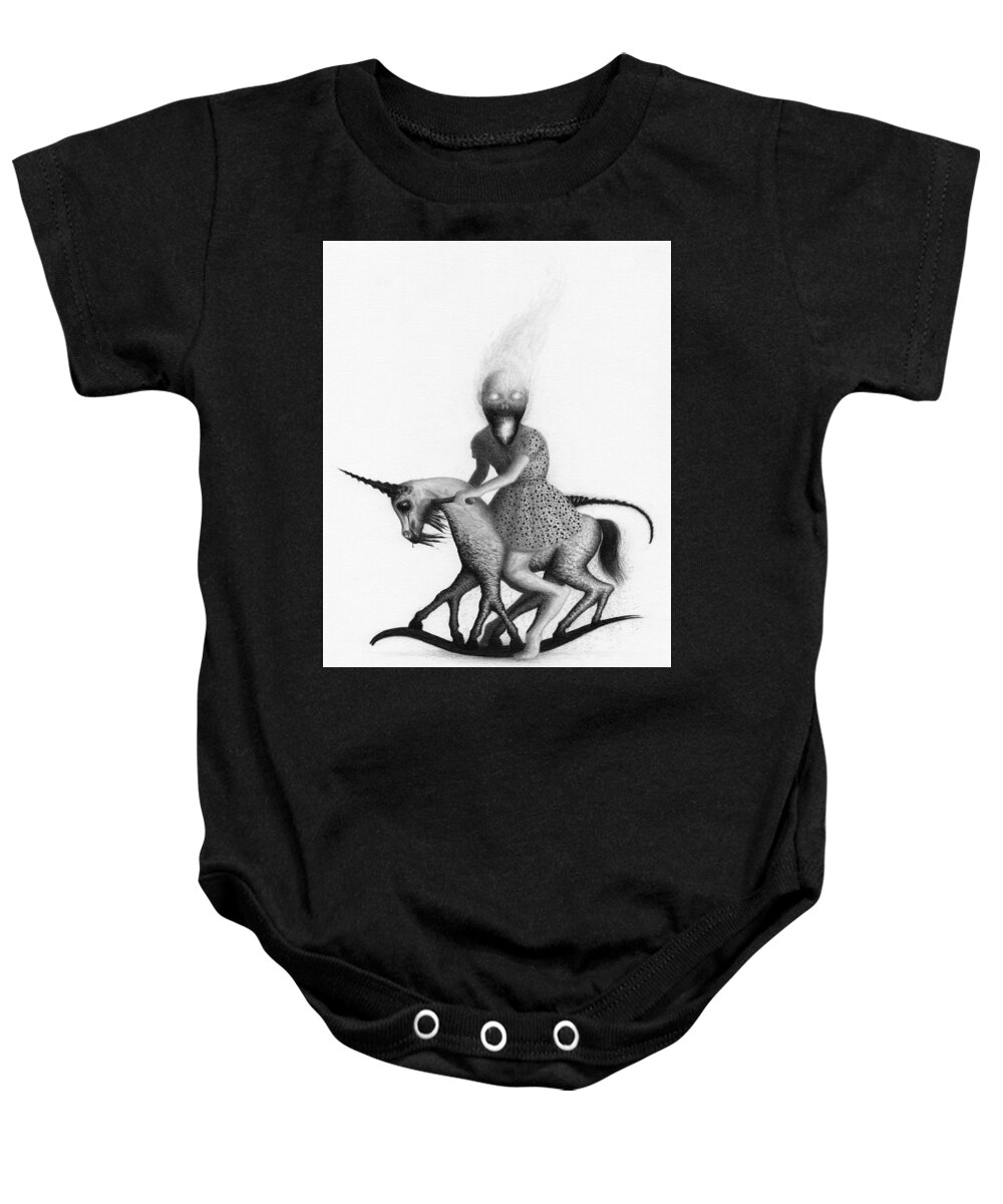Horror Baby Onesie featuring the drawing Philippa The Crackling Rider - Artwork by Ryan Nieves