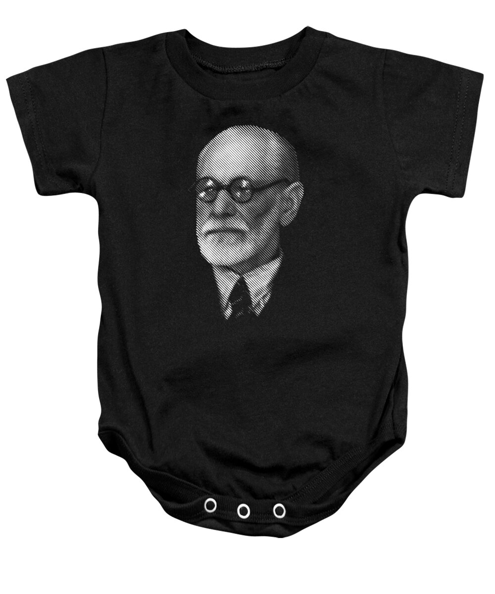  Father Of Psychoanalysis - Portrait Baby Onesie featuring the digital art portrait of Sigmund Freud by Cu Biz