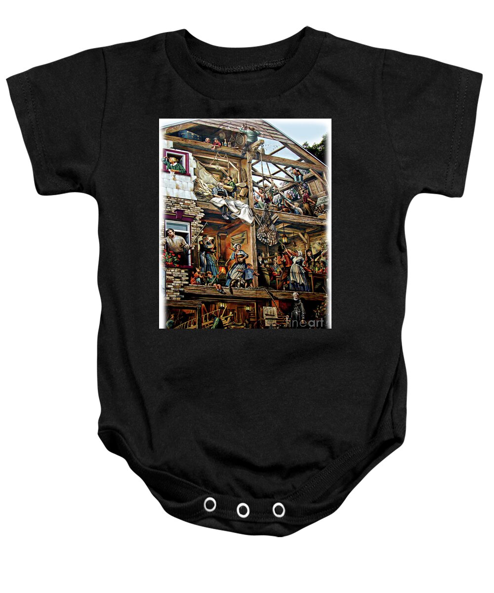 Quebec Baby Onesie featuring the photograph Quebec City Historical Mural by Al Bourassa