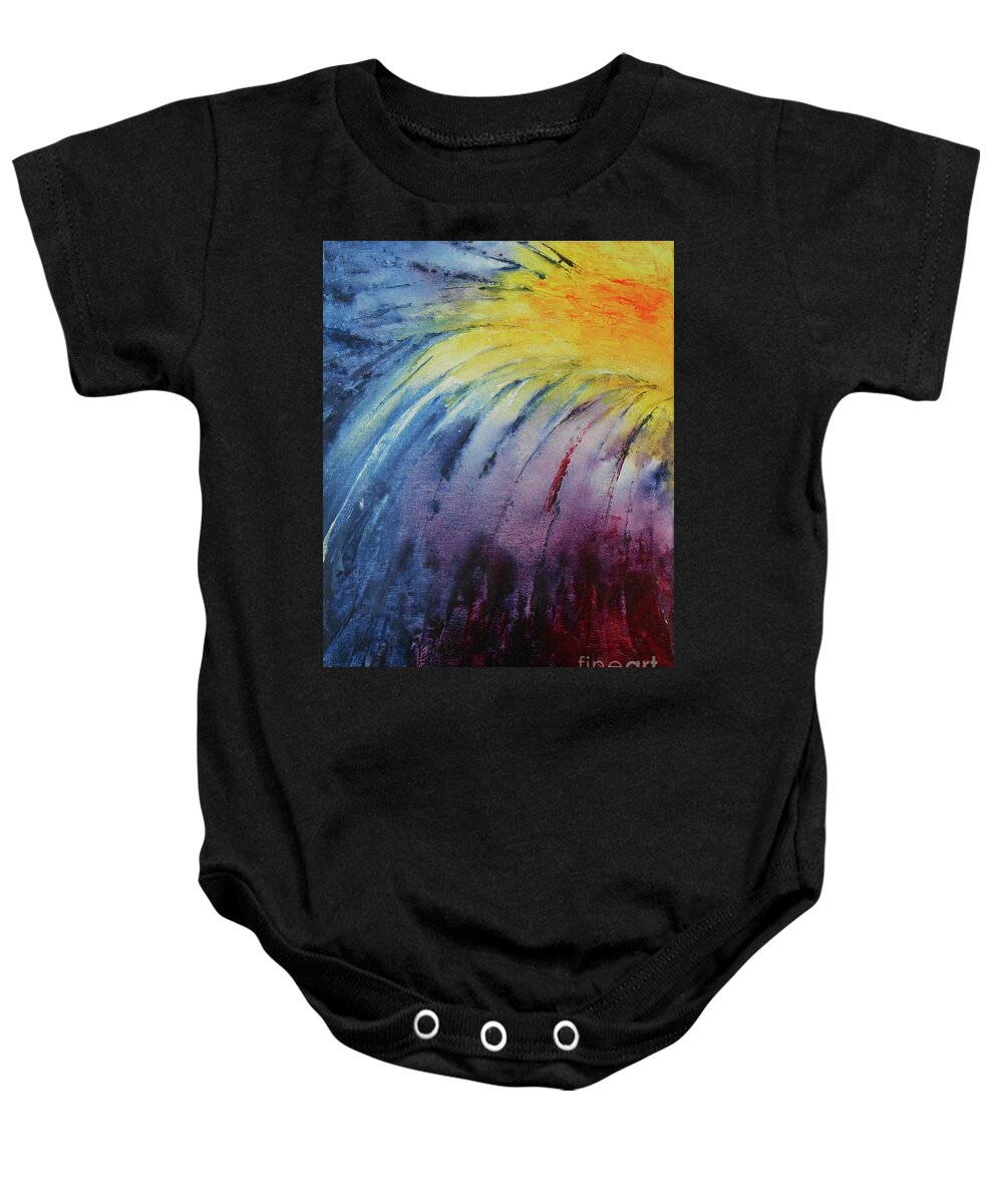 Abstract Baby Onesie featuring the painting Rainbow Abstract series 2 by Jane See