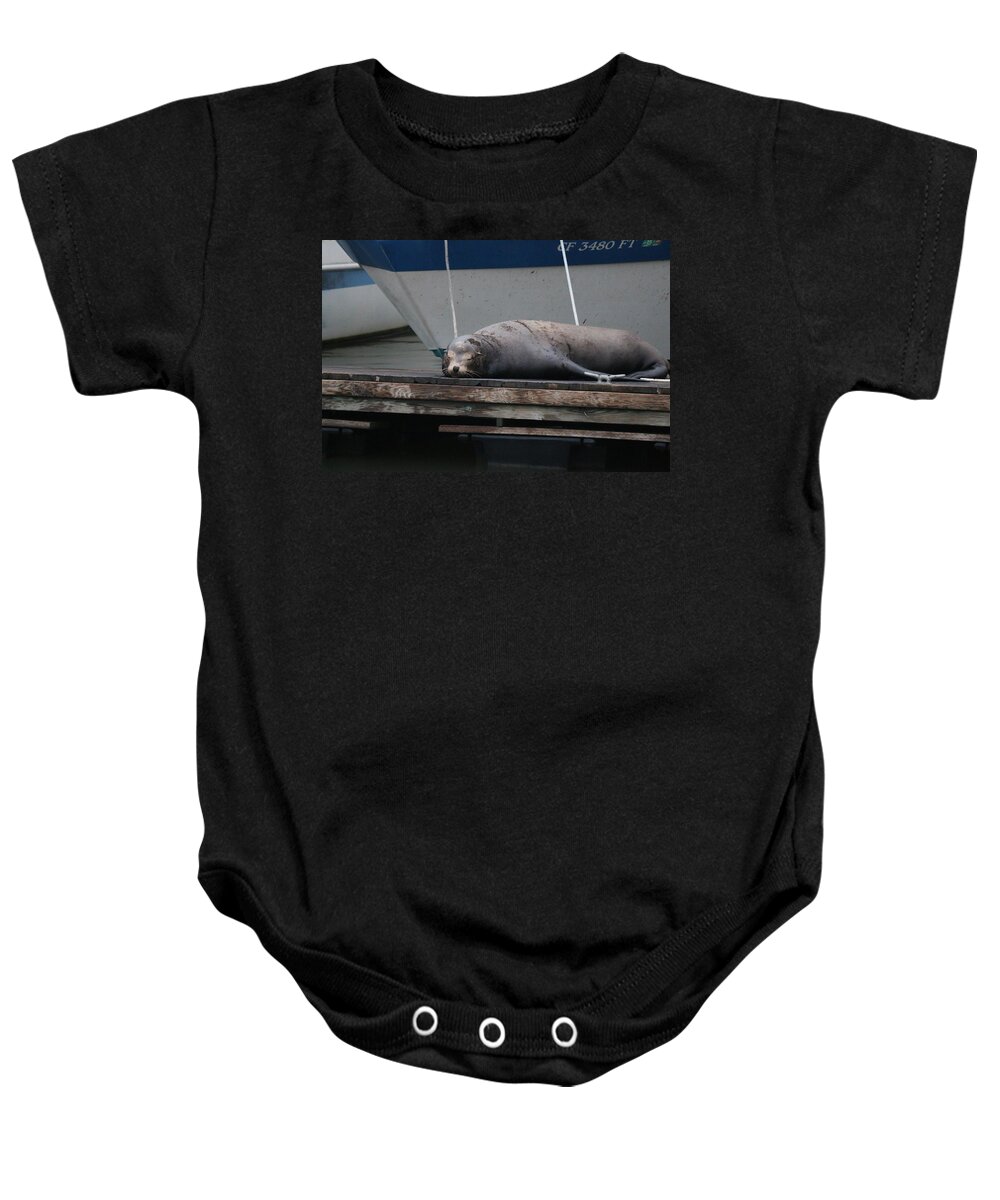 Sea Baby Onesie featuring the photograph Resting on the Dock by Christy Pooschke