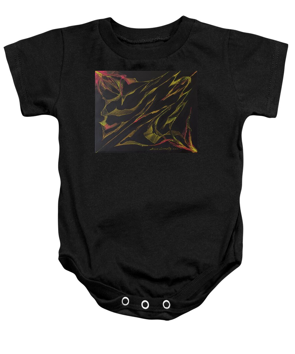 Abstract Oil Painting Baby Onesie featuring the painting Ribbon Stung by Sean Connolly