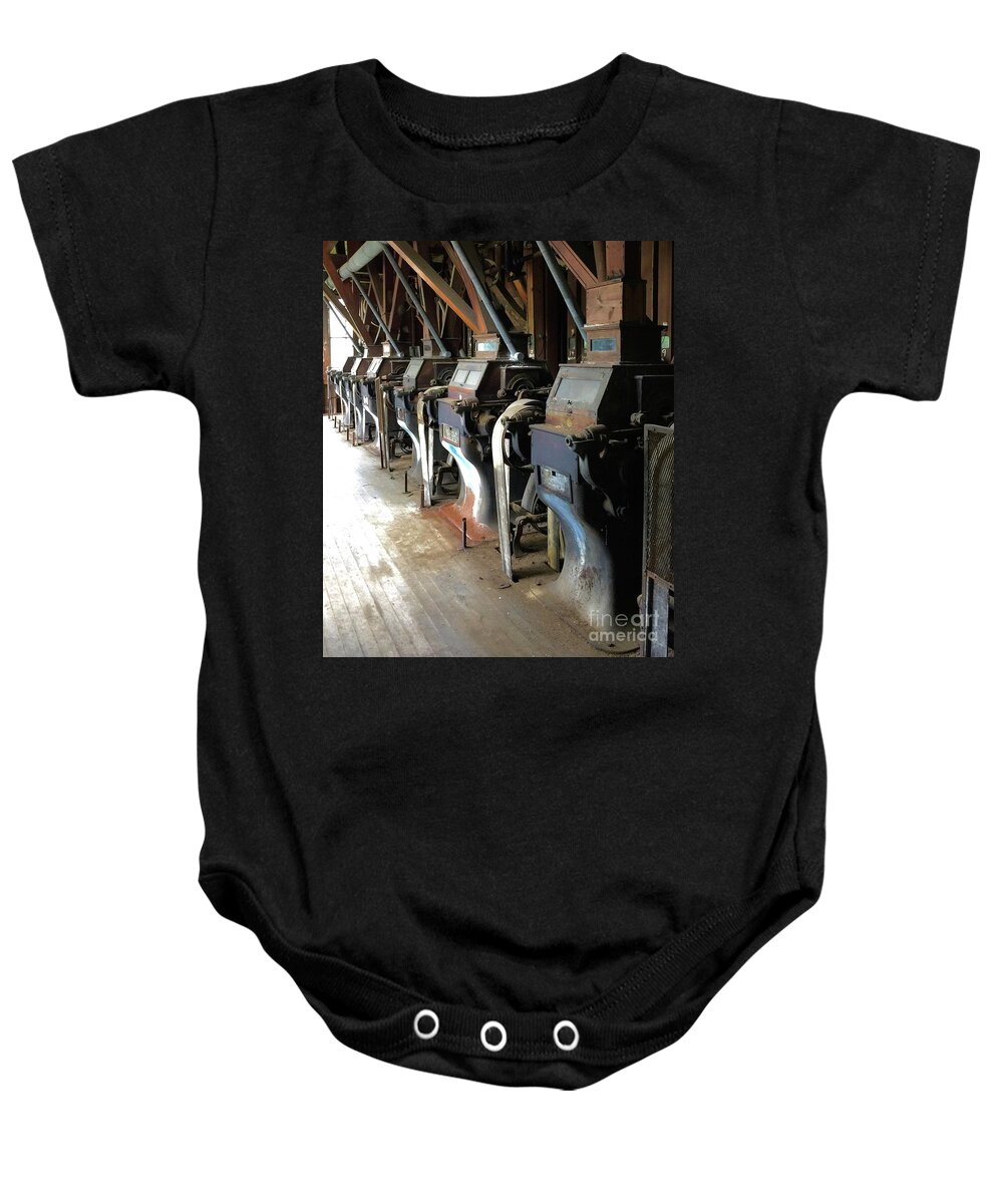 Patterson Milling Company Baby Onesie featuring the photograph Row of Rollers 2 by Megan Cohen