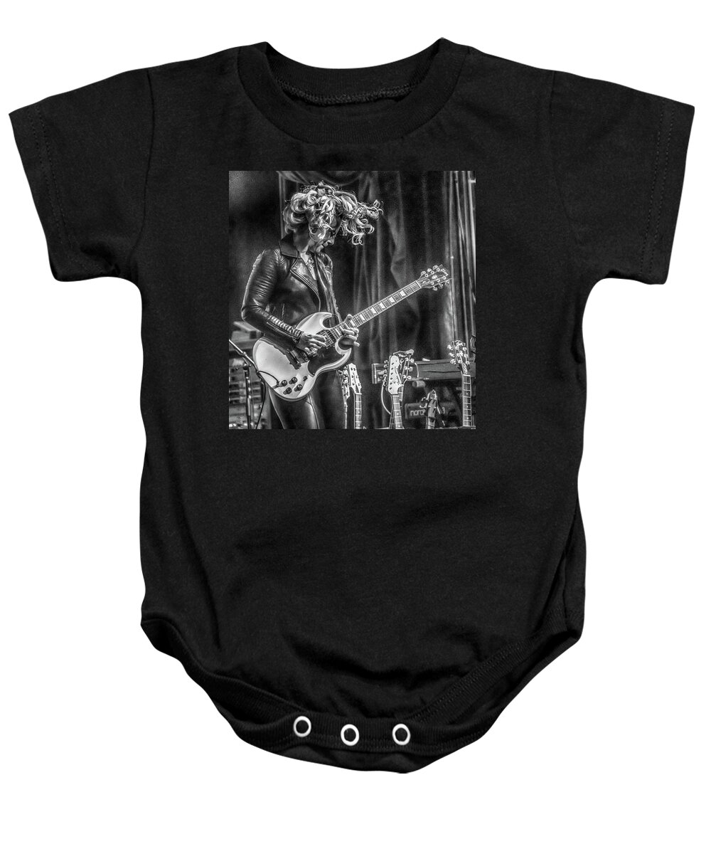 Samantha Fish Baby Onesie featuring the photograph Samantha Fish in Black and white by Alan Goldberg