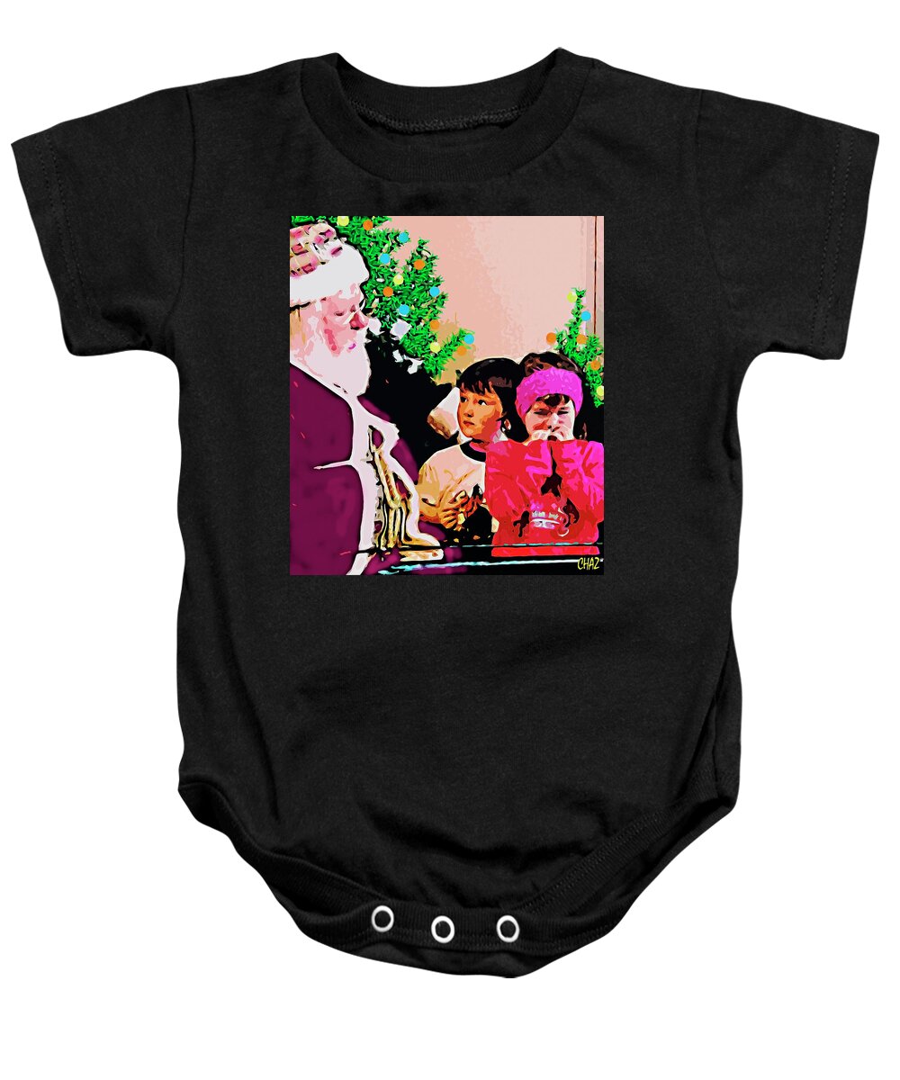 Christmas Baby Onesie featuring the painting Santa and the kids by CHAZ Daugherty