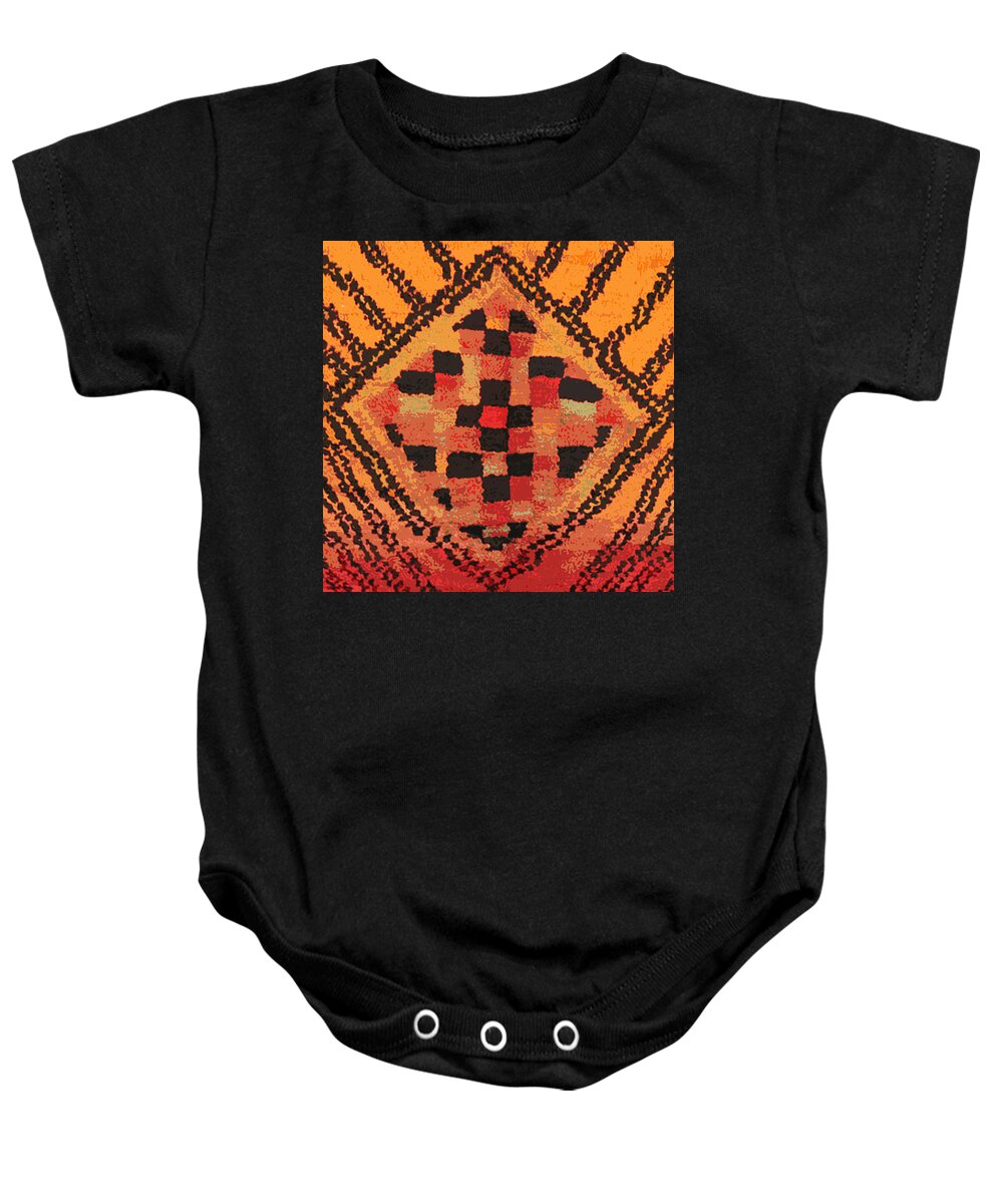 Shaman Badge Baby Onesie featuring the digital art Shaman Tribal Badge by Vagabond Folk Art - Virginia Vivier