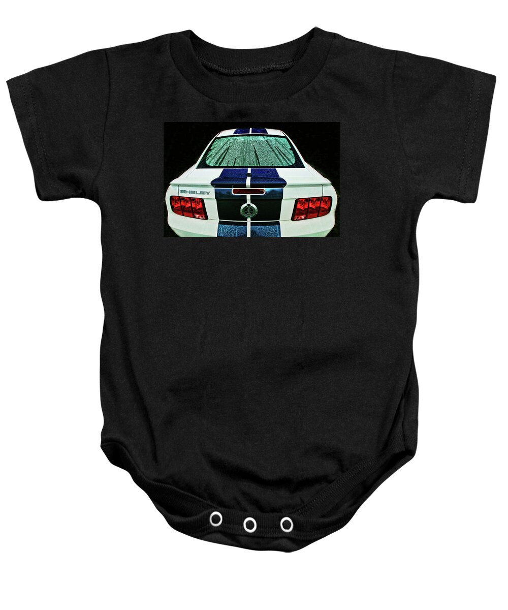 Car Baby Onesie featuring the photograph Shelby GT500 in the rain by Bill Jonscher