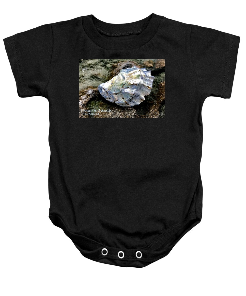 Oyster Baby Onesie featuring the photograph Shell on Jetty Sasco Hill by Tom Johnson