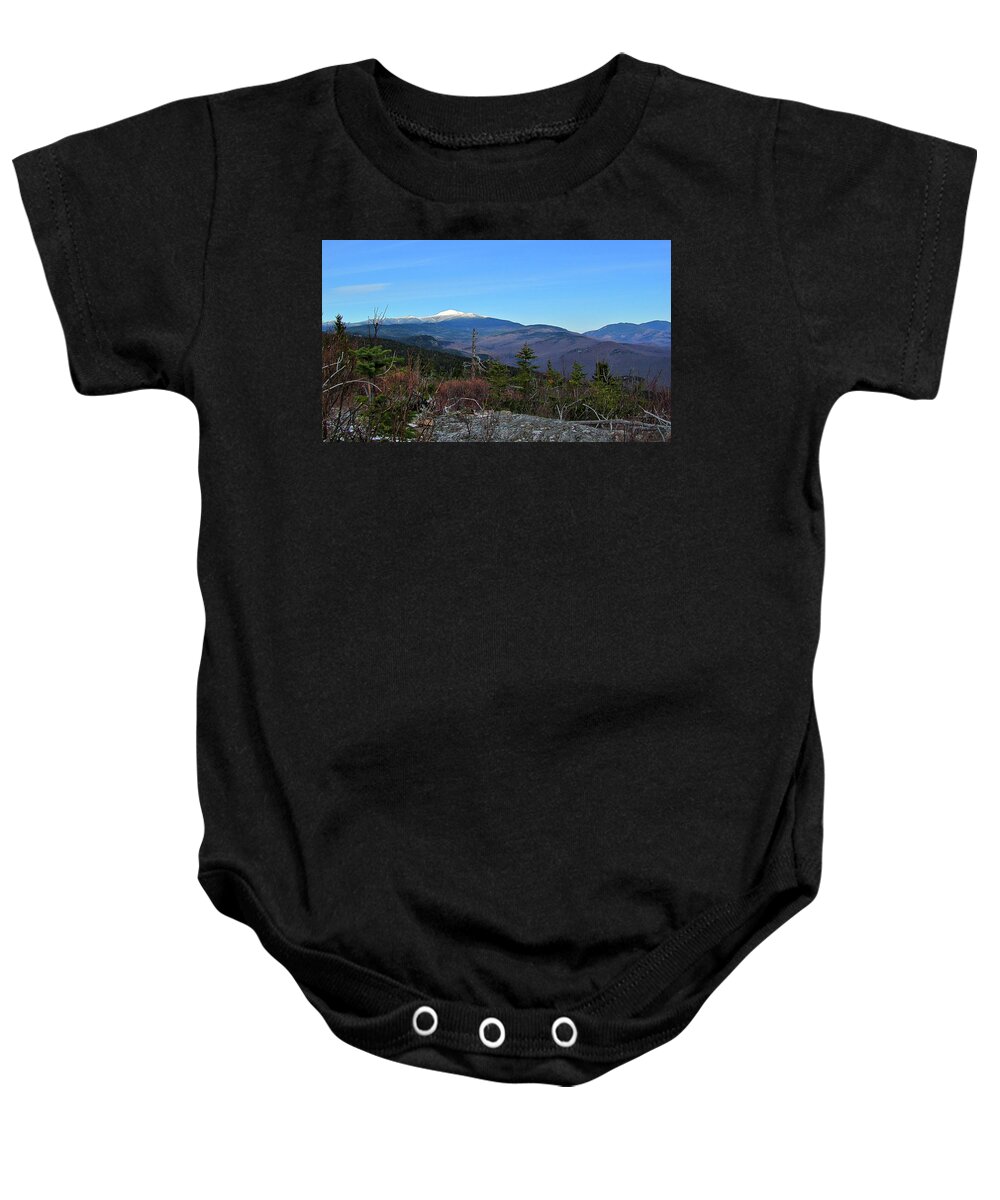 Mt Washington Baby Onesie featuring the photograph Snowcapped Mt Washinton by Rockybranch Dreams