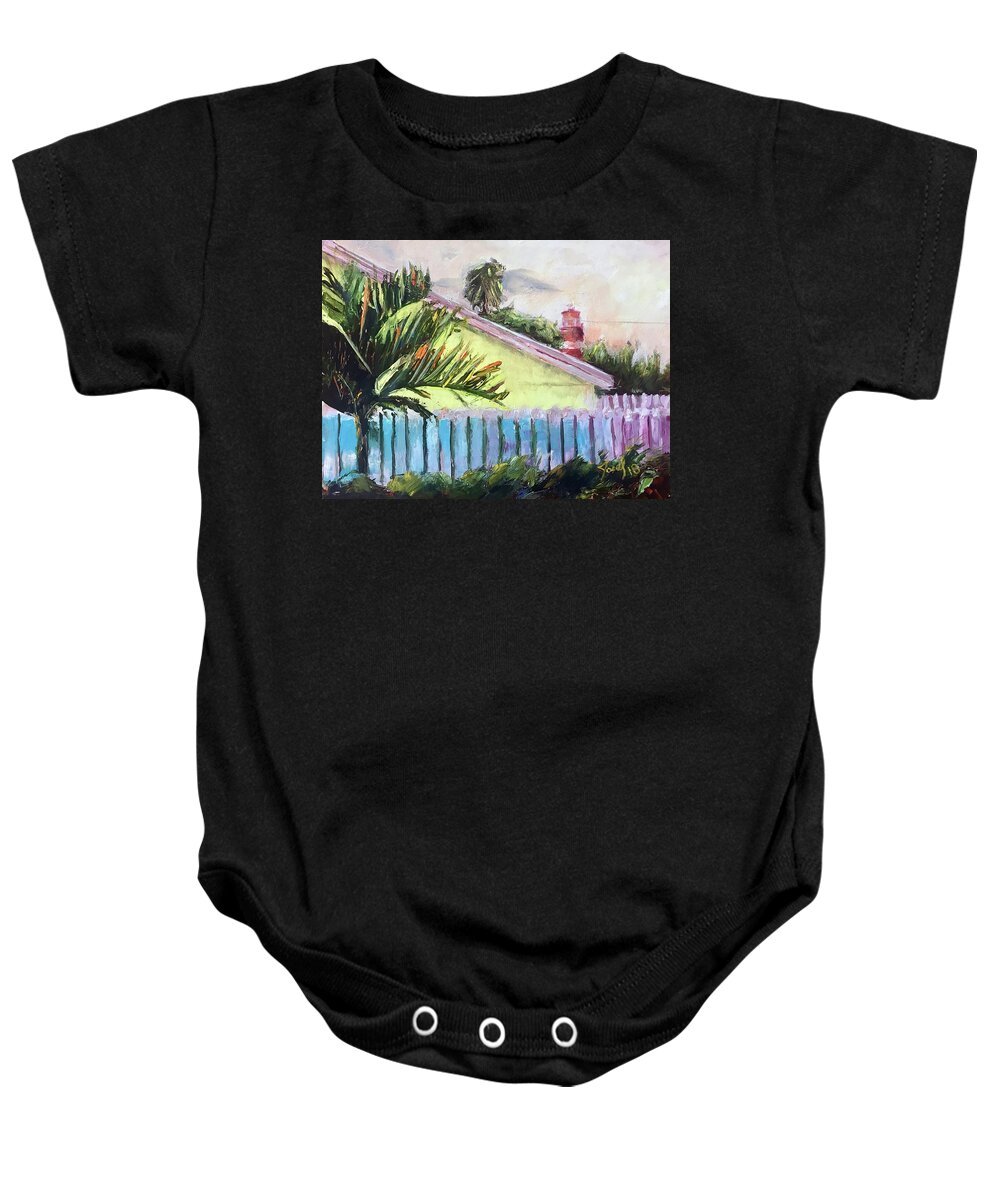 Hope Town Baby Onesie featuring the painting Springtime in Hope Town by Josef Kelly