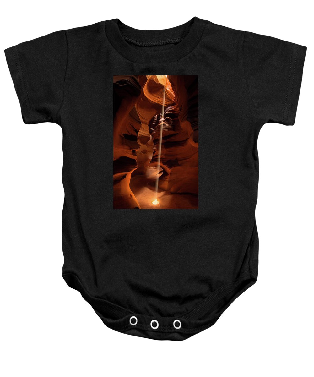 Az Baby Onesie featuring the photograph Sunbeam in Upper Antelope Canyon by Mike Long