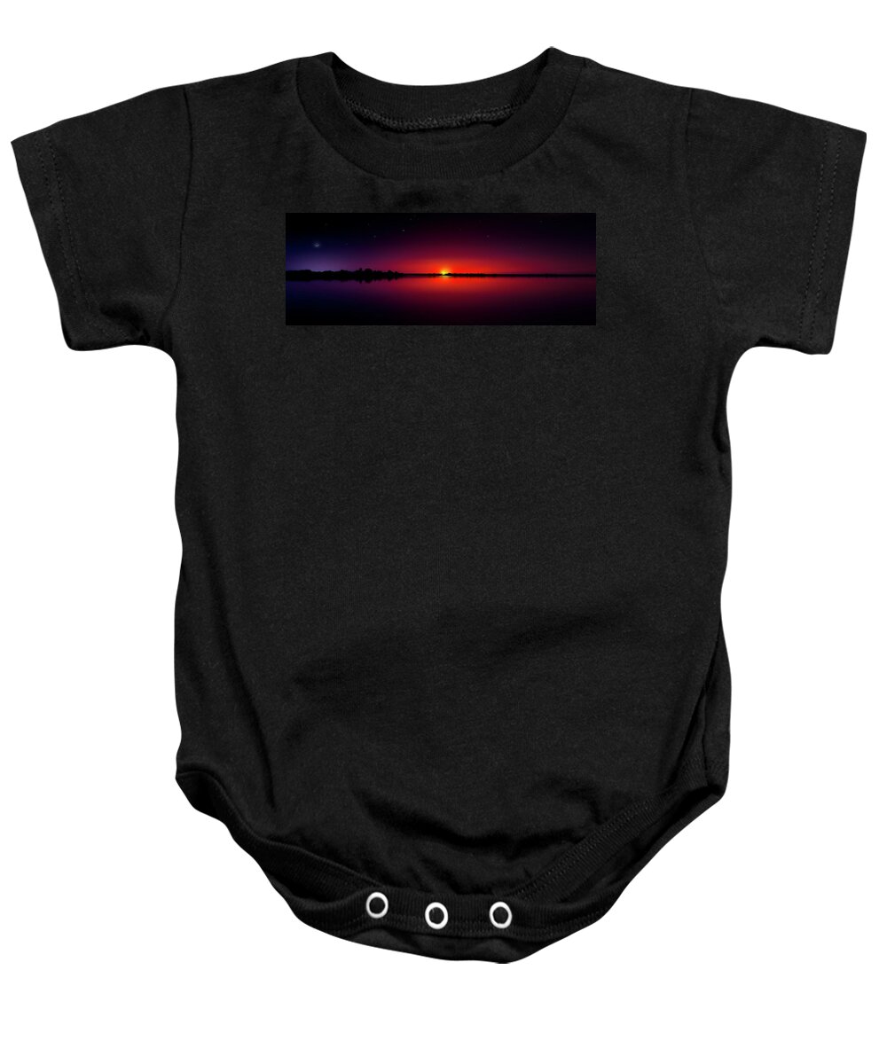 Sunset Baby Onesie featuring the photograph Sunset at Long Lake by Mark Andrew Thomas