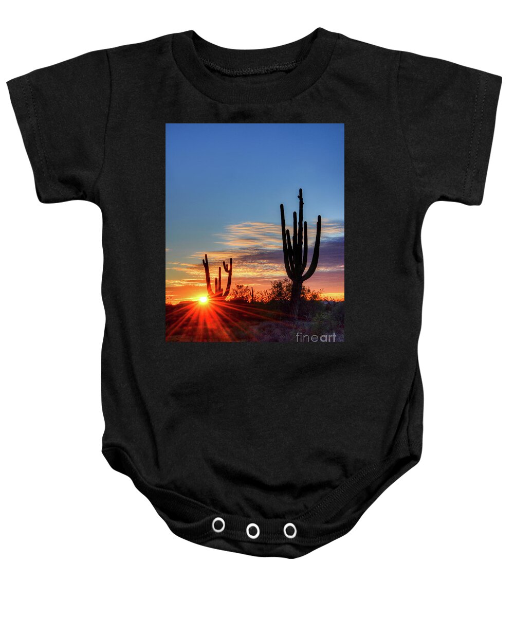 Sunset Baby Onesie featuring the photograph Sunset Spray by Joanne West