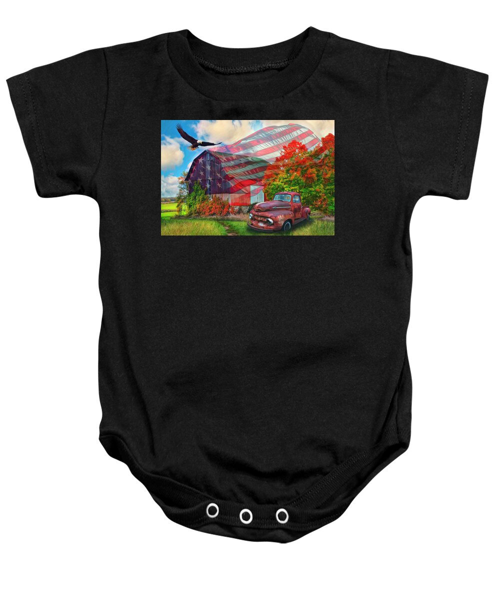 1951 Baby Onesie featuring the photograph Sweet Land of Liberty Watercolor Painting by Debra and Dave Vanderlaan