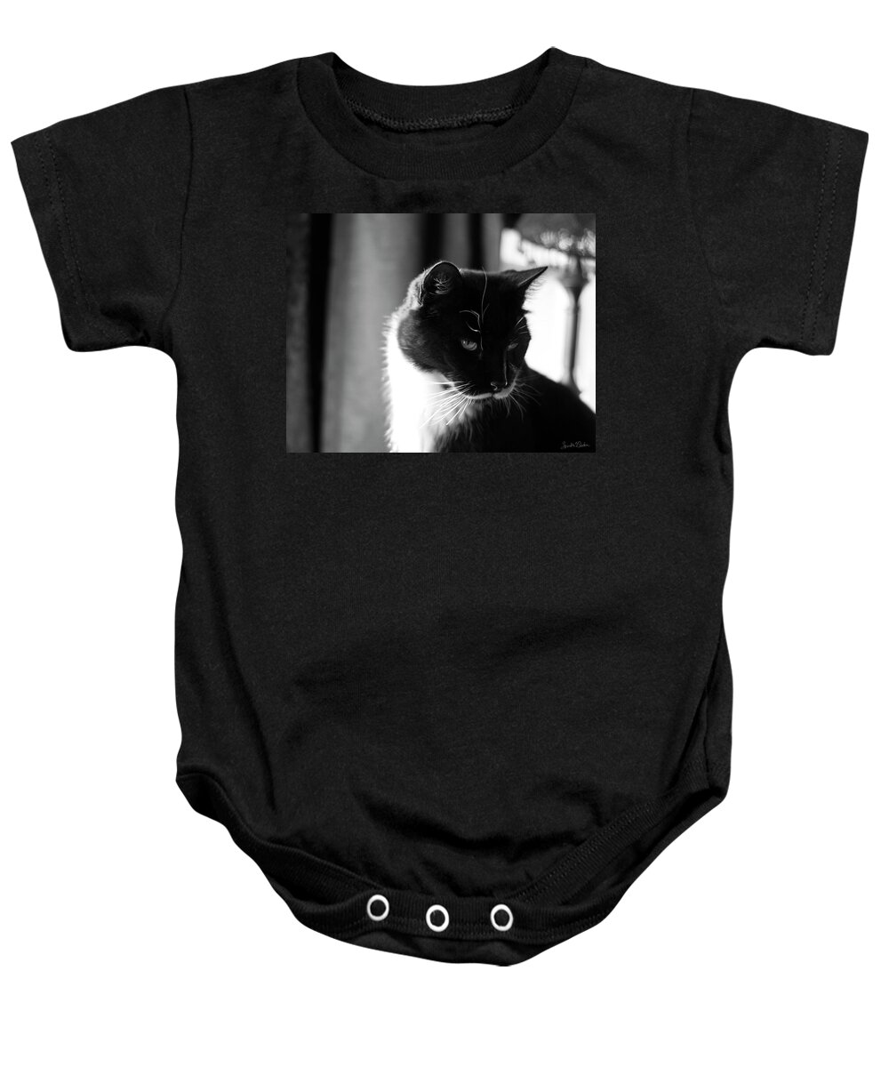 Tuxedo Cat Baby Onesie featuring the photograph Sylvester by Sandra Dalton