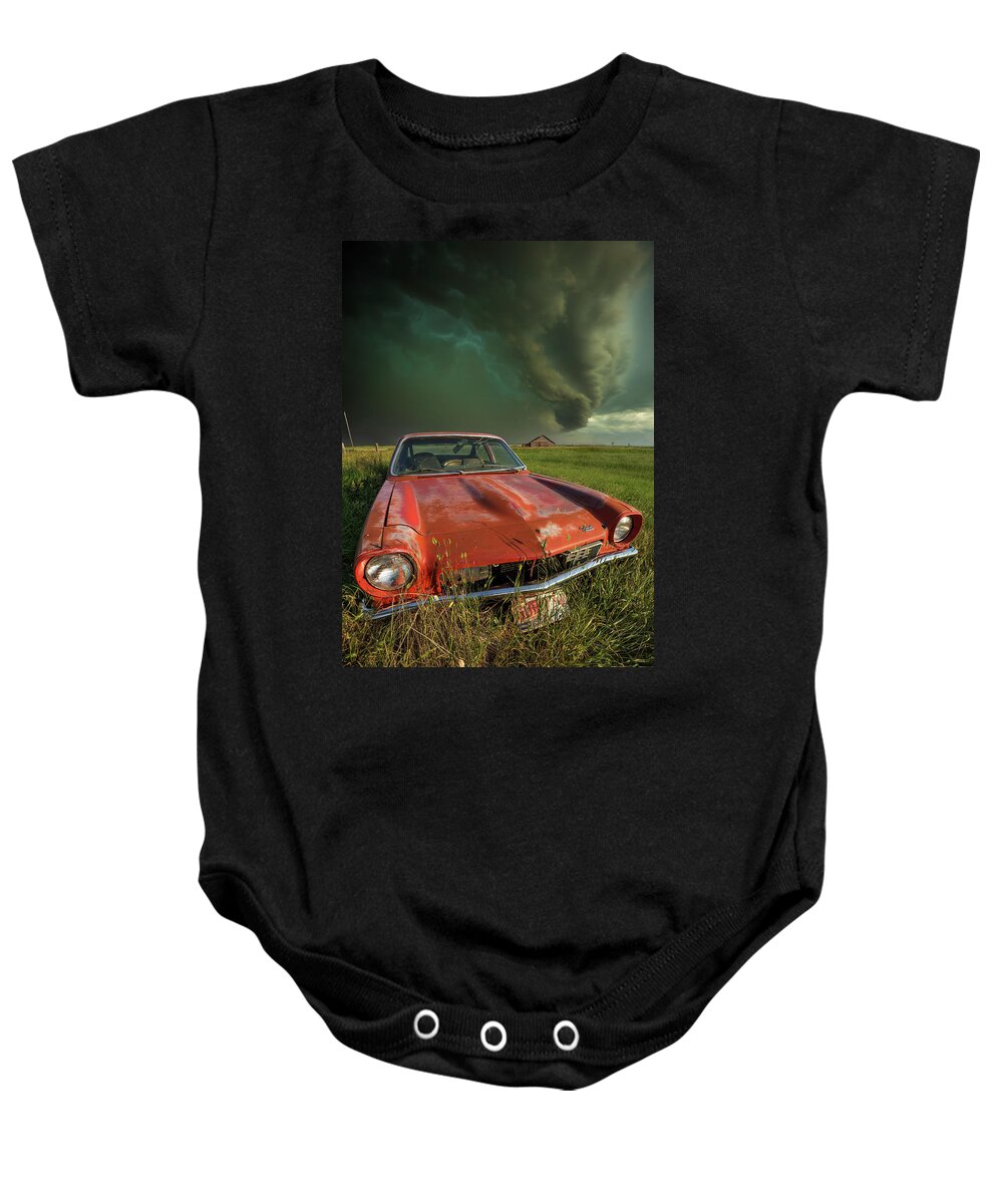 A Windy Violent Storm Baby Onesie featuring the photograph Tempest by Aaron J Groen