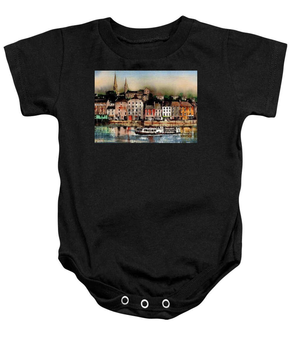 Ireland Baby Onesie featuring the painting The Galley off New Ross, Wexford by Val Byrne