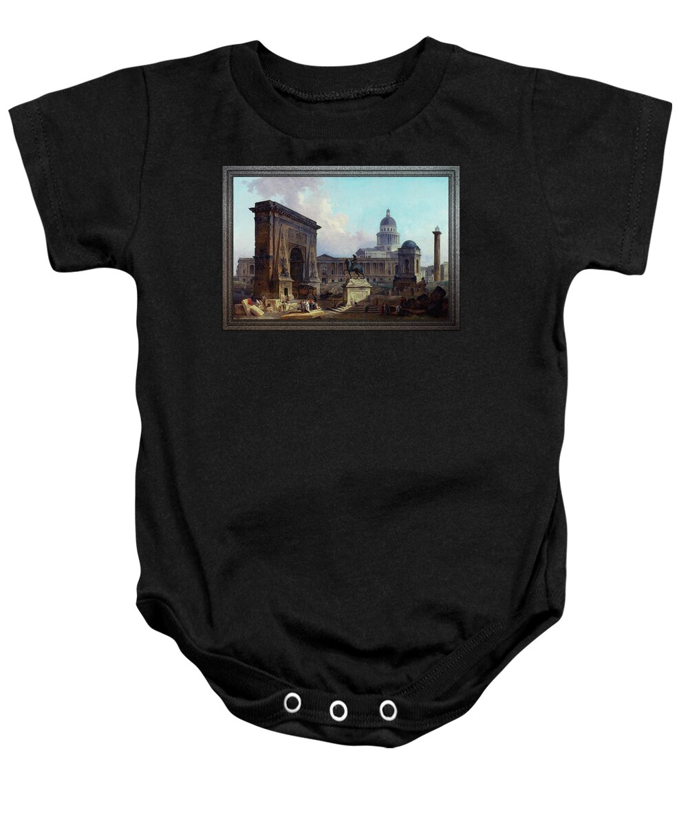 The Monuments Of Paris Baby Onesie featuring the painting The Monuments of Paris by Hubert Robert by Rolando Burbon