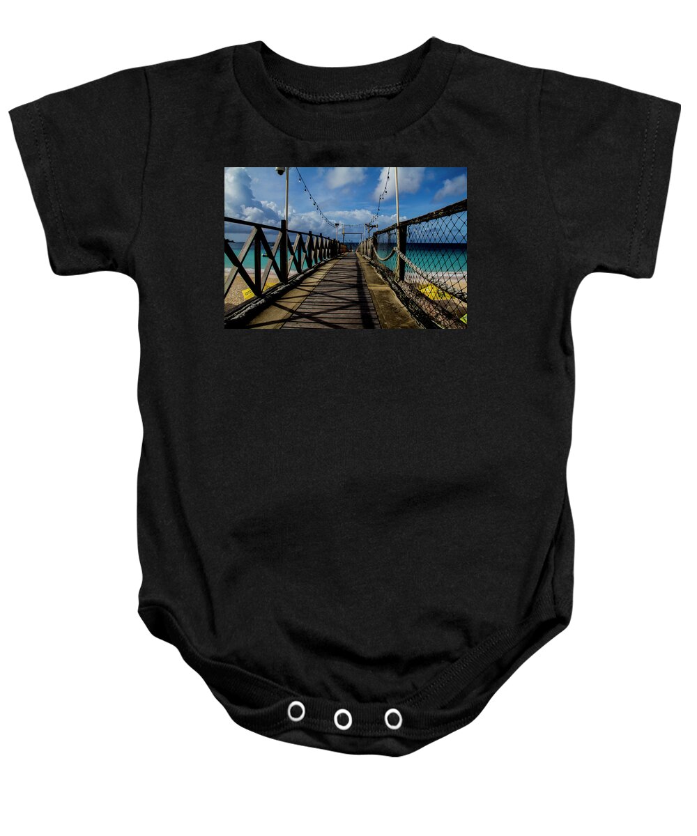 Pier Baby Onesie featuring the photograph The Pier #3 by Stuart Manning