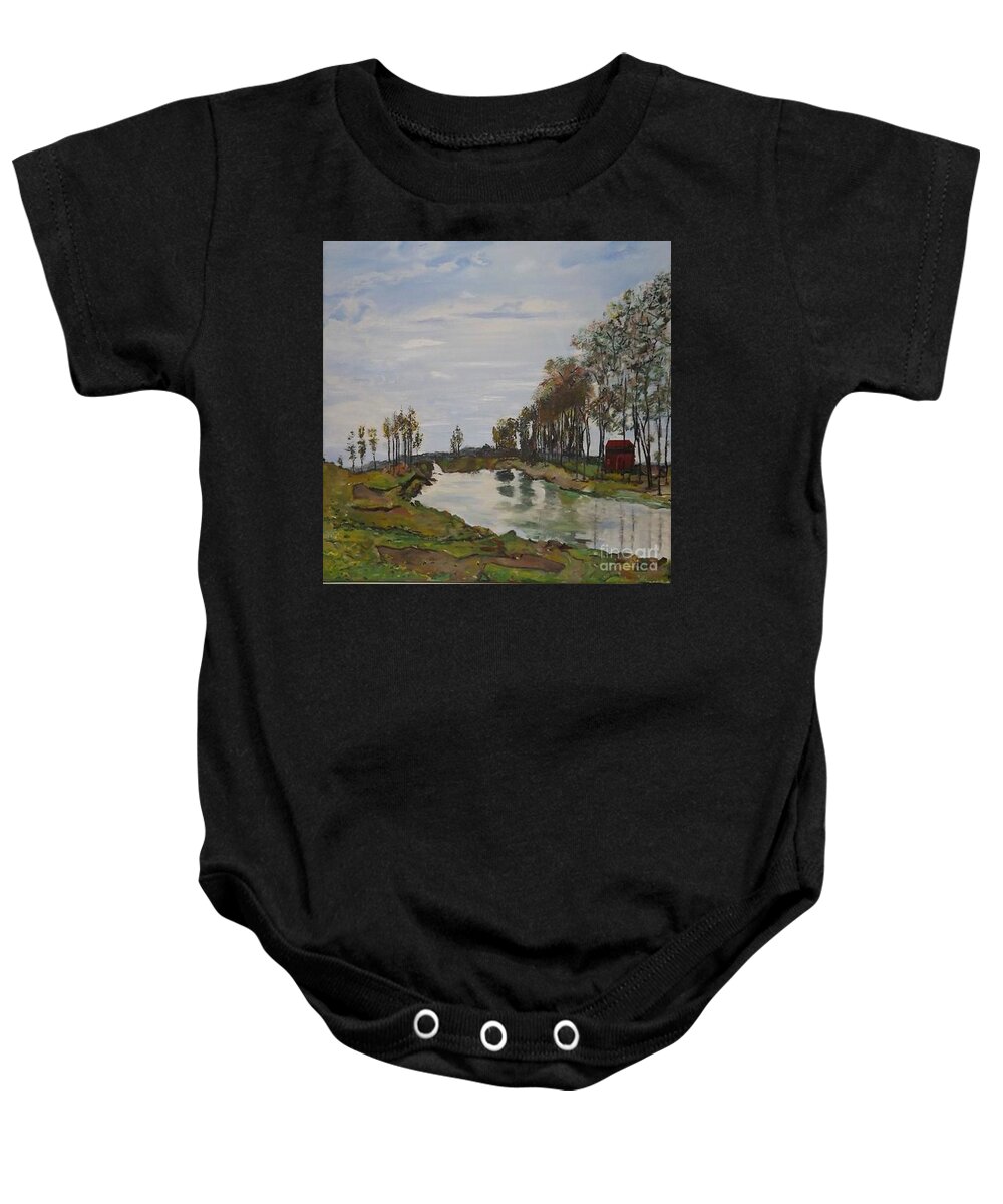 Acrylic Baby Onesie featuring the painting The Red Barn by Denise Morgan