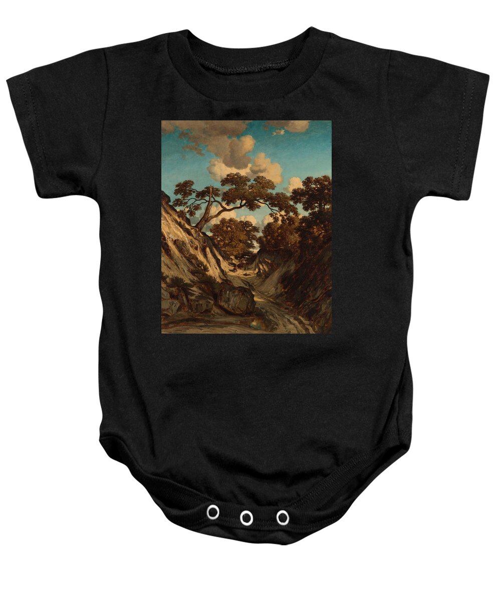 Jules Dupre Baby Onesie featuring the painting The Sunken Path. by Jules Dupre