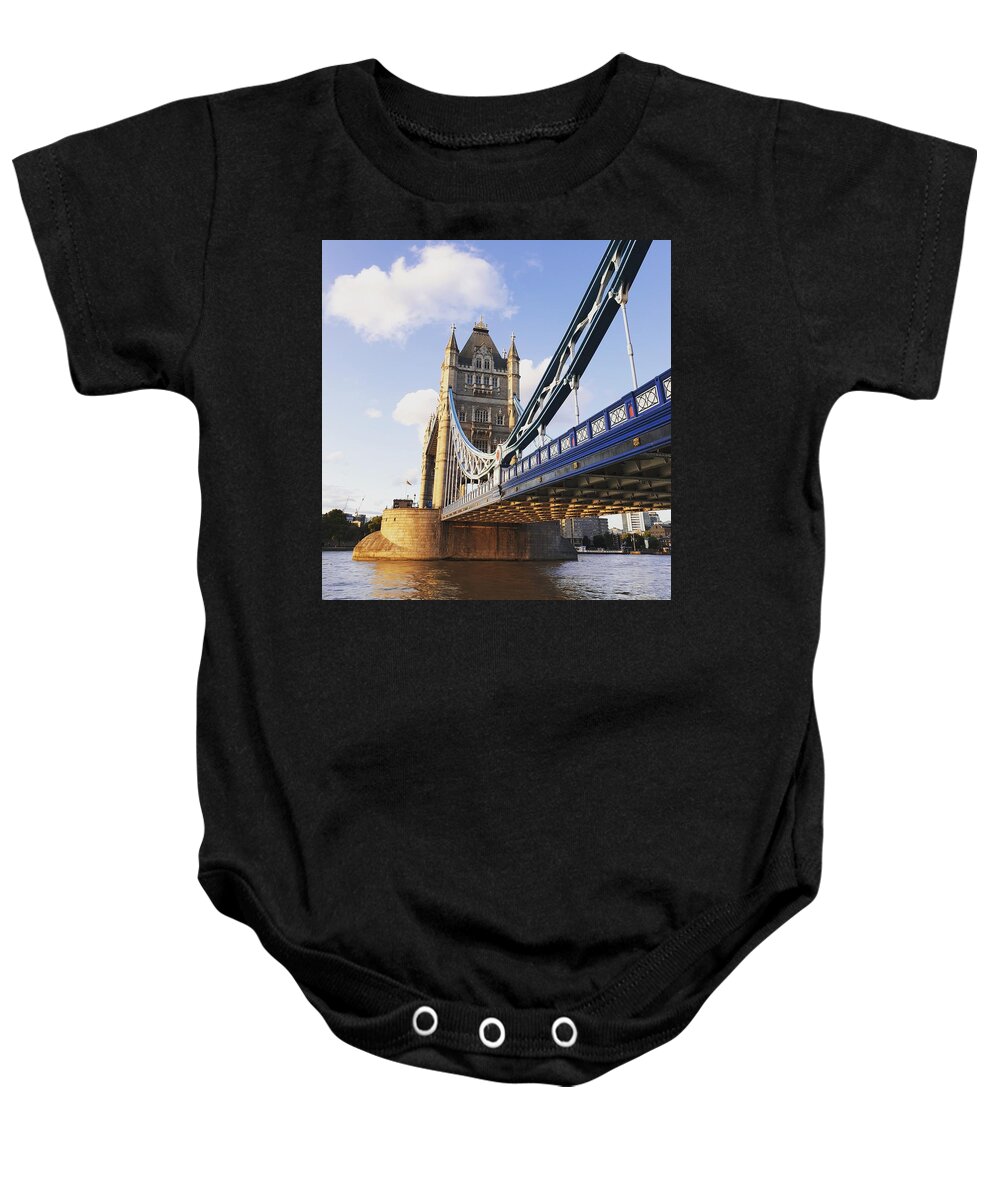 River Baby Onesie featuring the photograph Tower Bridge over the Thames by Andrea Whitaker