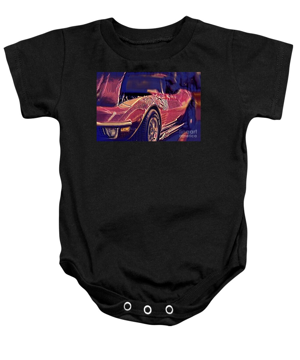 Cars Baby Onesie featuring the mixed media Vette Artistry by DB Hayes