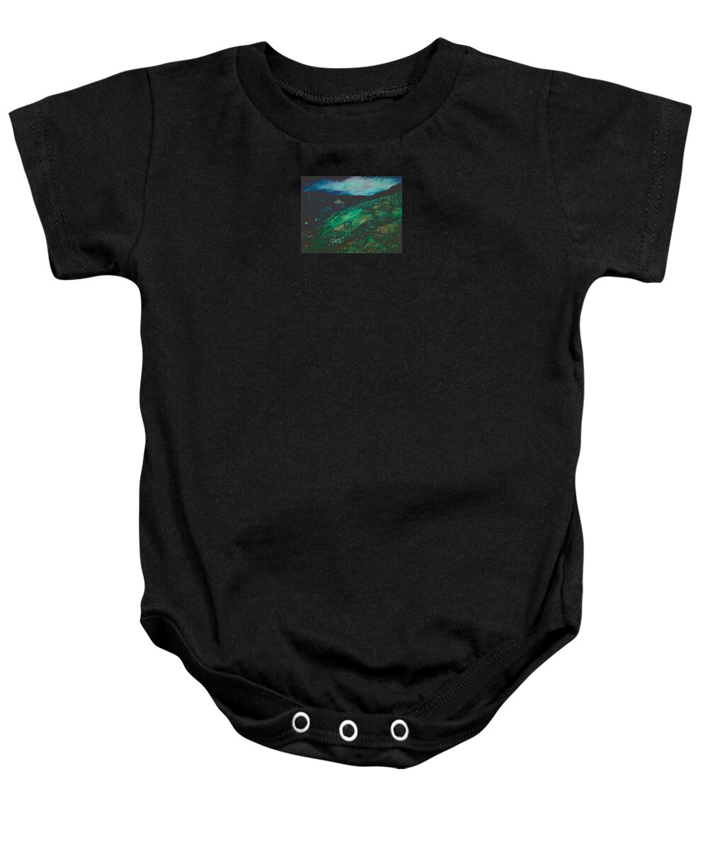 Gaye Elise Beda Baby Onesie featuring the painting View from San Chirico, Italy by Gaye Elise Beda