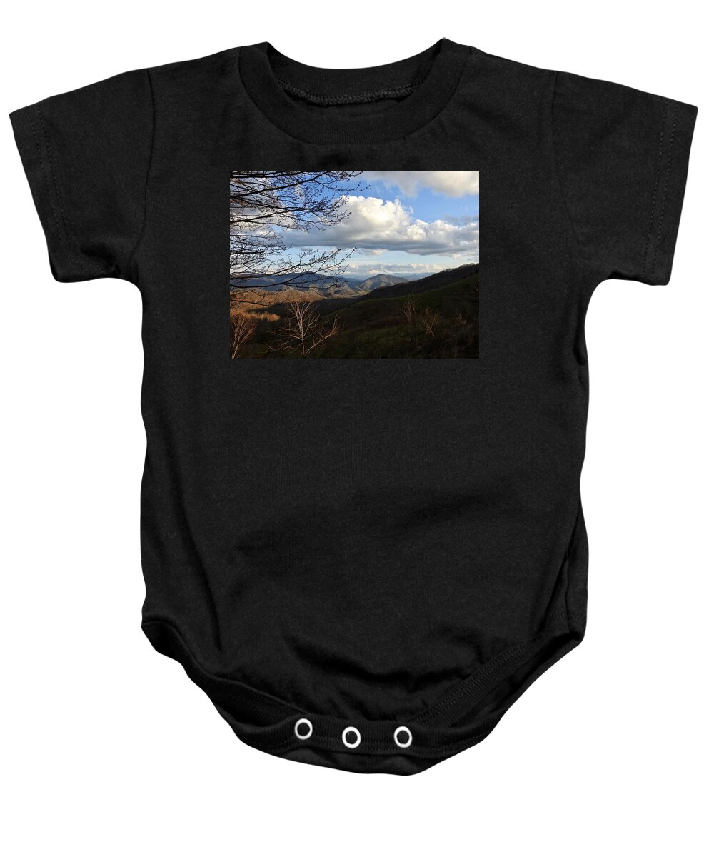 Mountains Baby Onesie featuring the photograph View From The Top Of The HIll by Kathy Chism