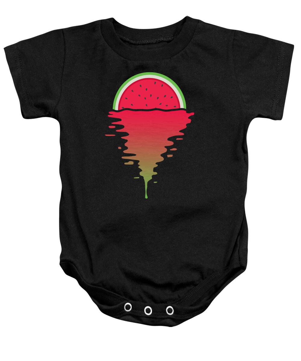 Watermelon Baby Onesie featuring the digital art Watermelon Sunset by Megan Miller