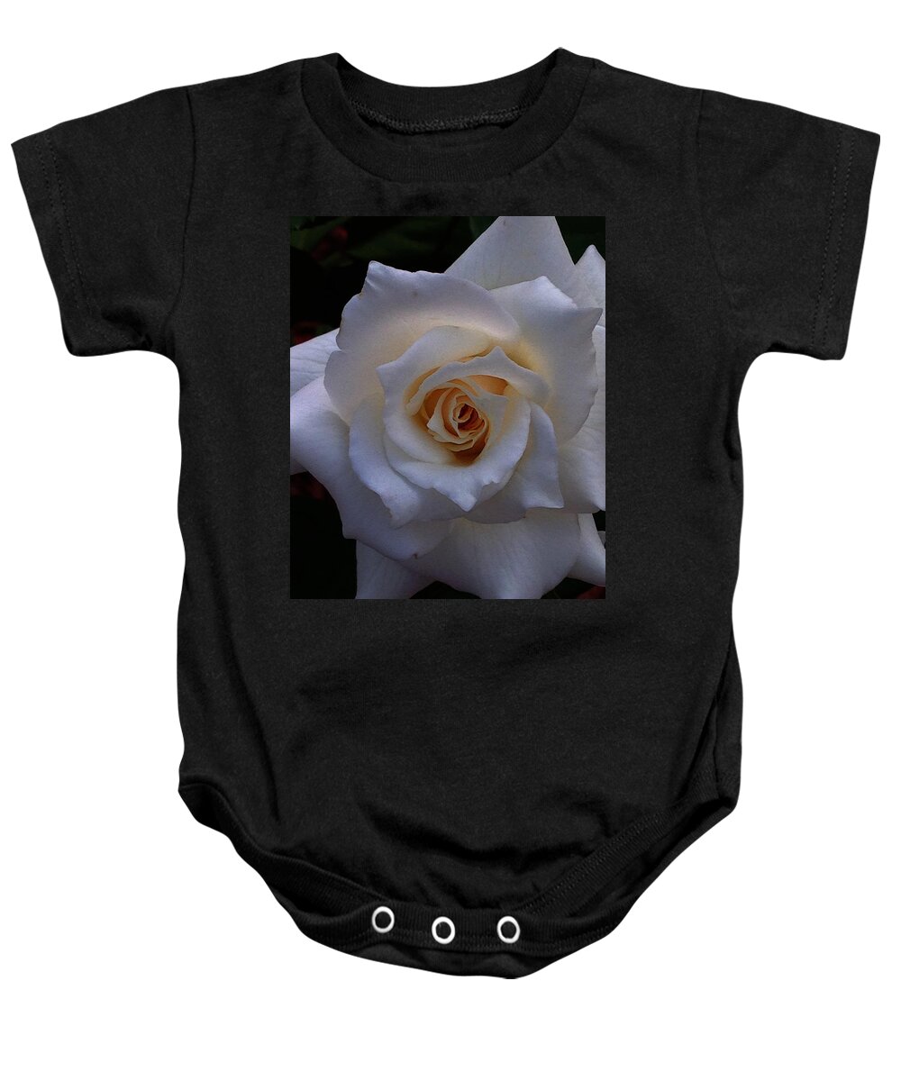 Art Baby Onesie featuring the photograph White Rose by Jeff Iverson