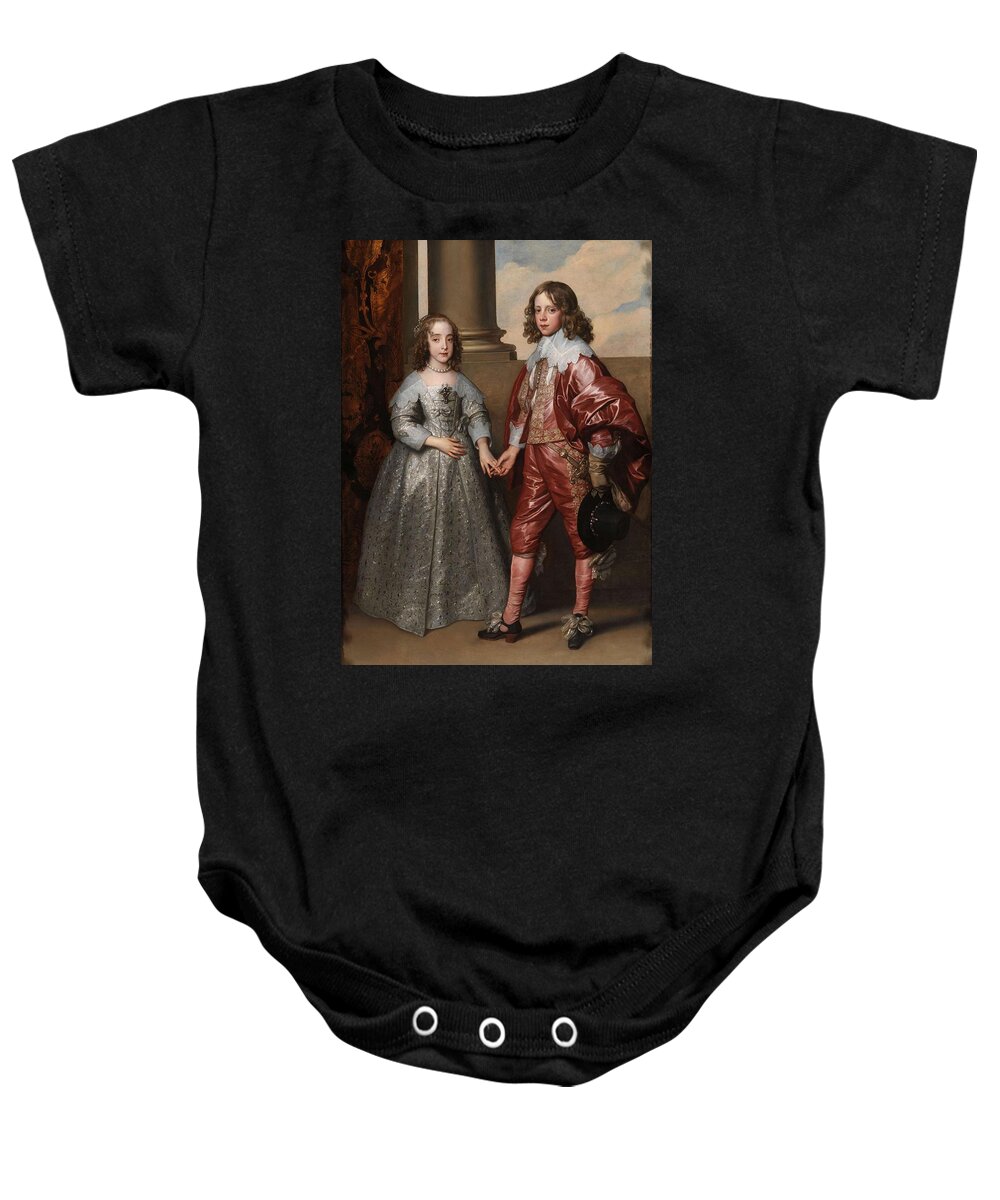 Anton Van Dyck Baby Onesie featuring the painting William II, Prince of Orange, and his Bride, Mary Stuart. The Future Stadholder Willem II -1626-1... by Anthony van Dyck -1599-1641-