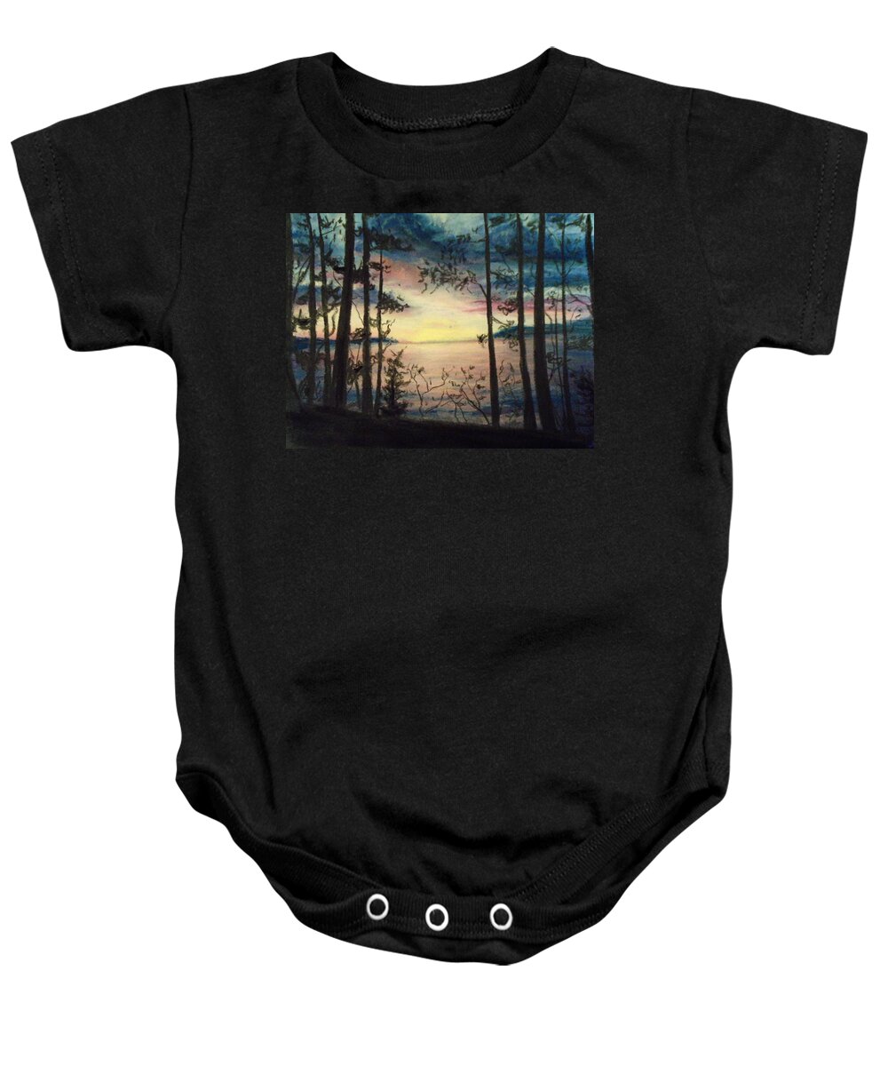 Sunset Baby Onesie featuring the painting Wood Rush by Jen Shearer