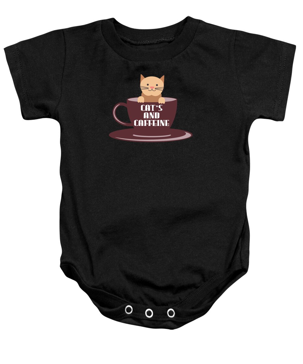Cat Baby Onesie featuring the digital art Cats And Caffeine Coffee Pet Lover by Jacob Zelazny