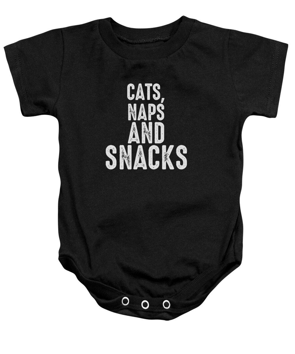 Funny Baby Onesie featuring the digital art Cats Naps And Snacks by Jacob Zelazny