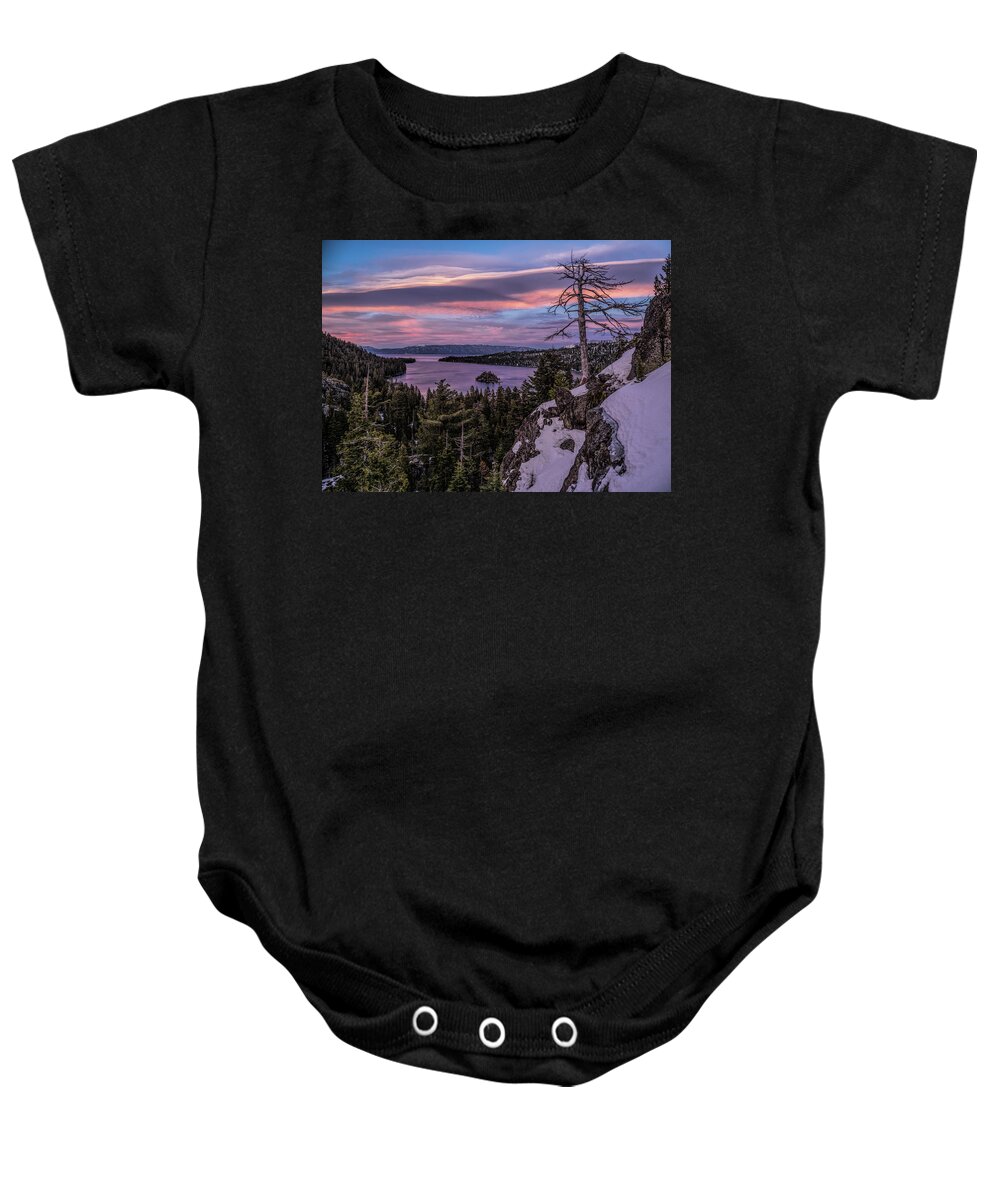 Clouds Baby Onesie featuring the photograph Emerald Bay Sunset #1 by Martin Gollery