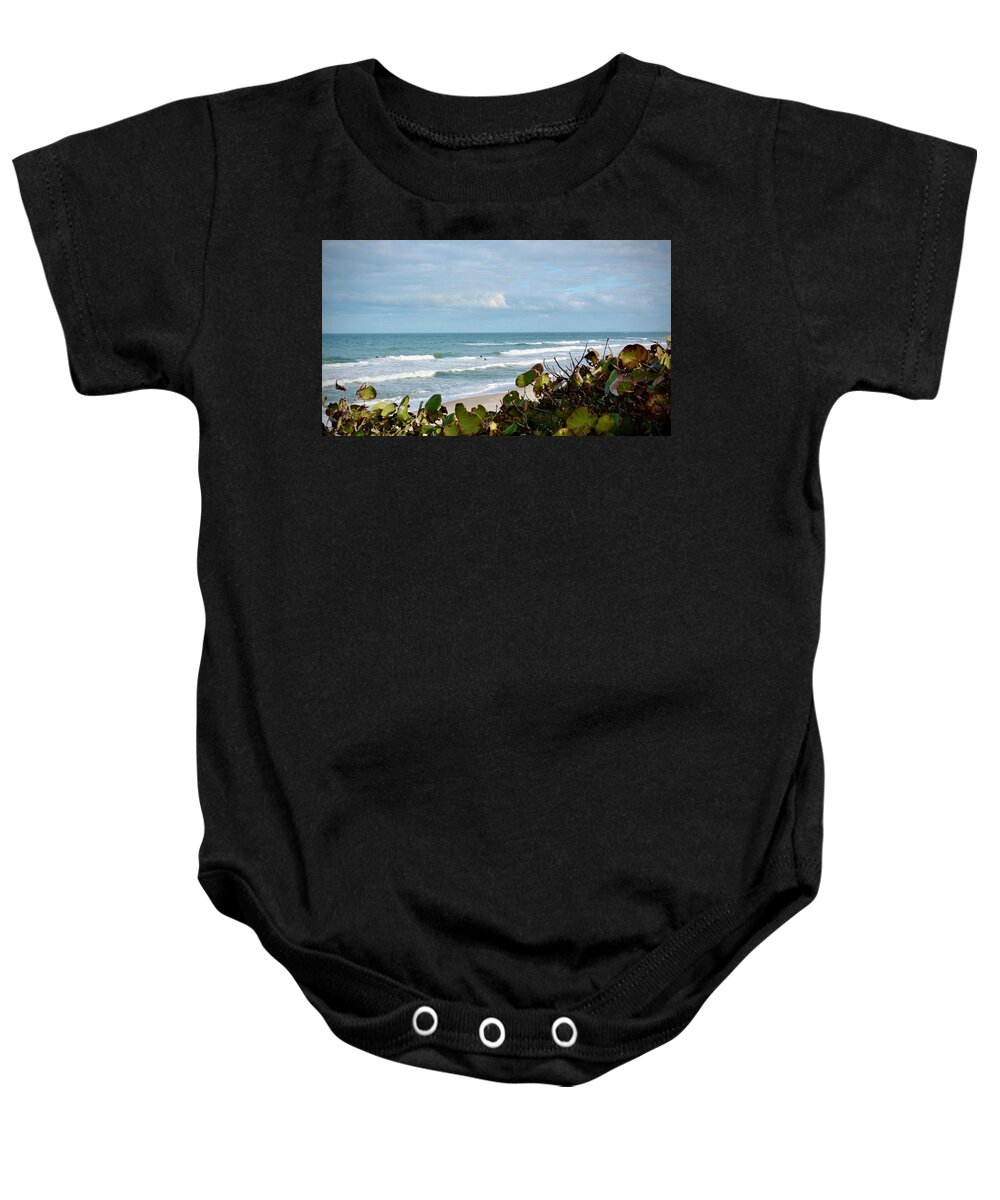 Canaveral National Seashore Baby Onesie featuring the photograph Let's Go Surfin' #1 by Carol Bradley