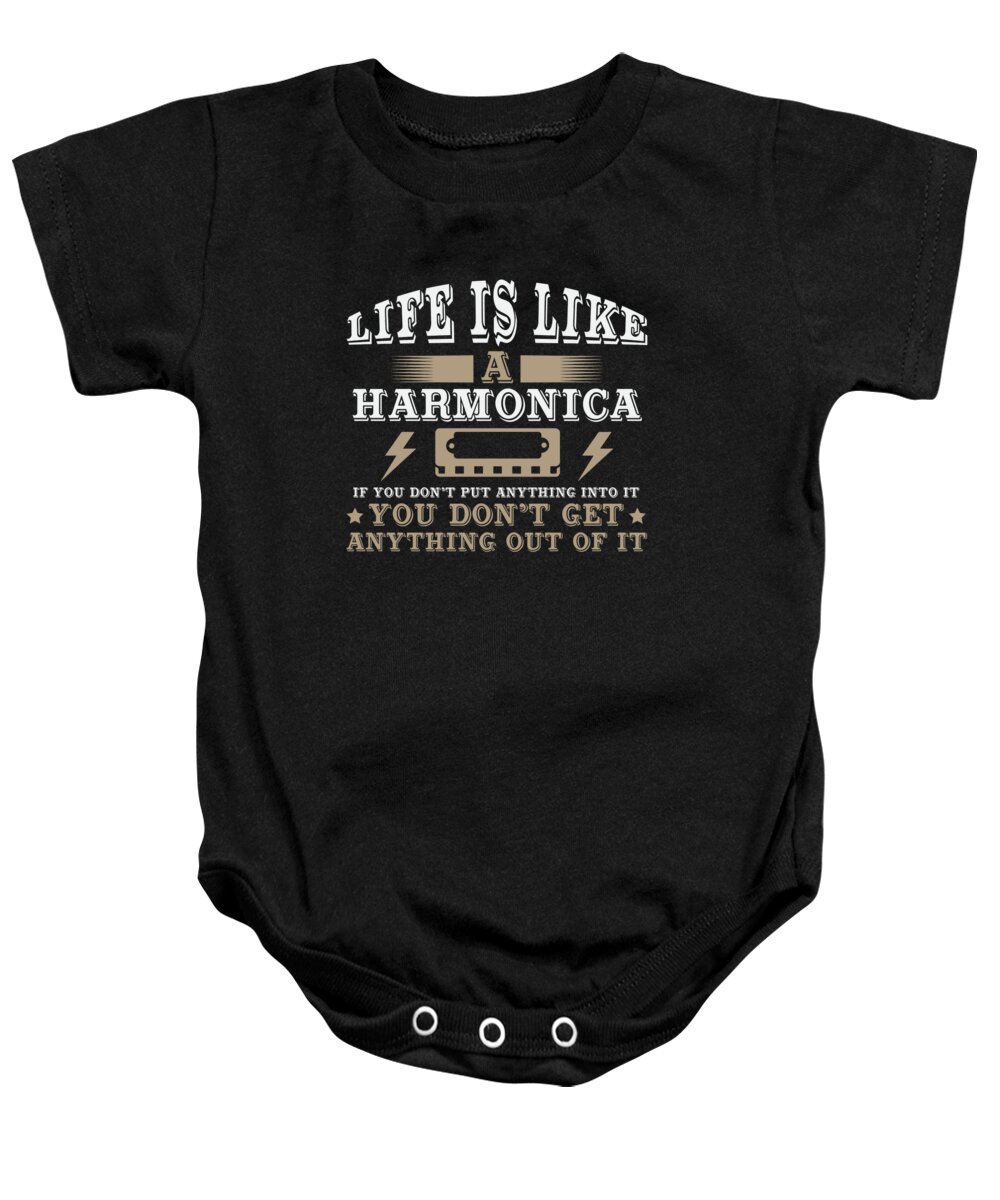 Harmonica Player Baby Onesie featuring the digital art Life Is Like A Harmonica #1 by Jacob Zelazny