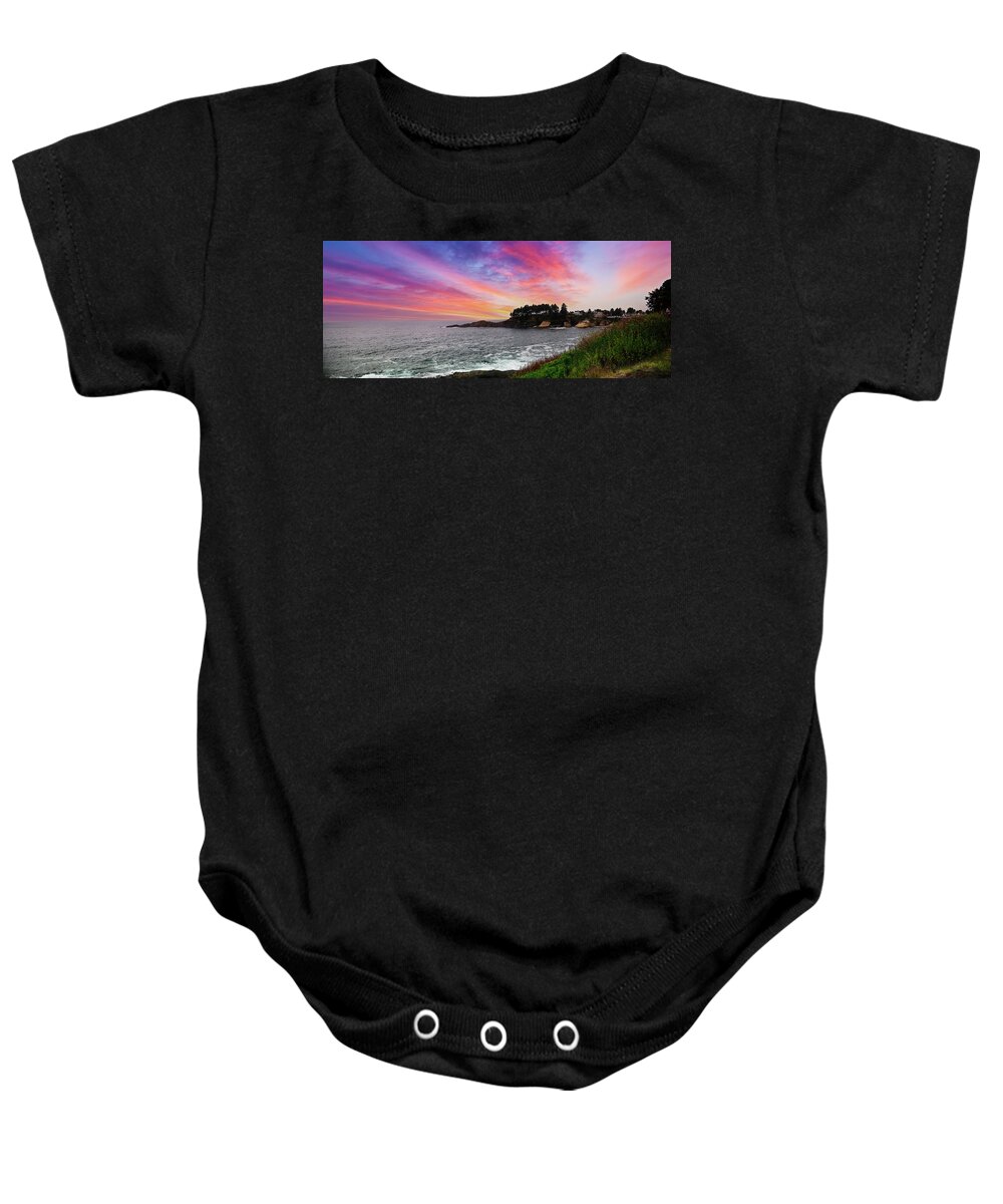 Sunset Baby Onesie featuring the photograph Sunset at Depoe Bay USA Oregon Coast #2 by Maggy Marsh