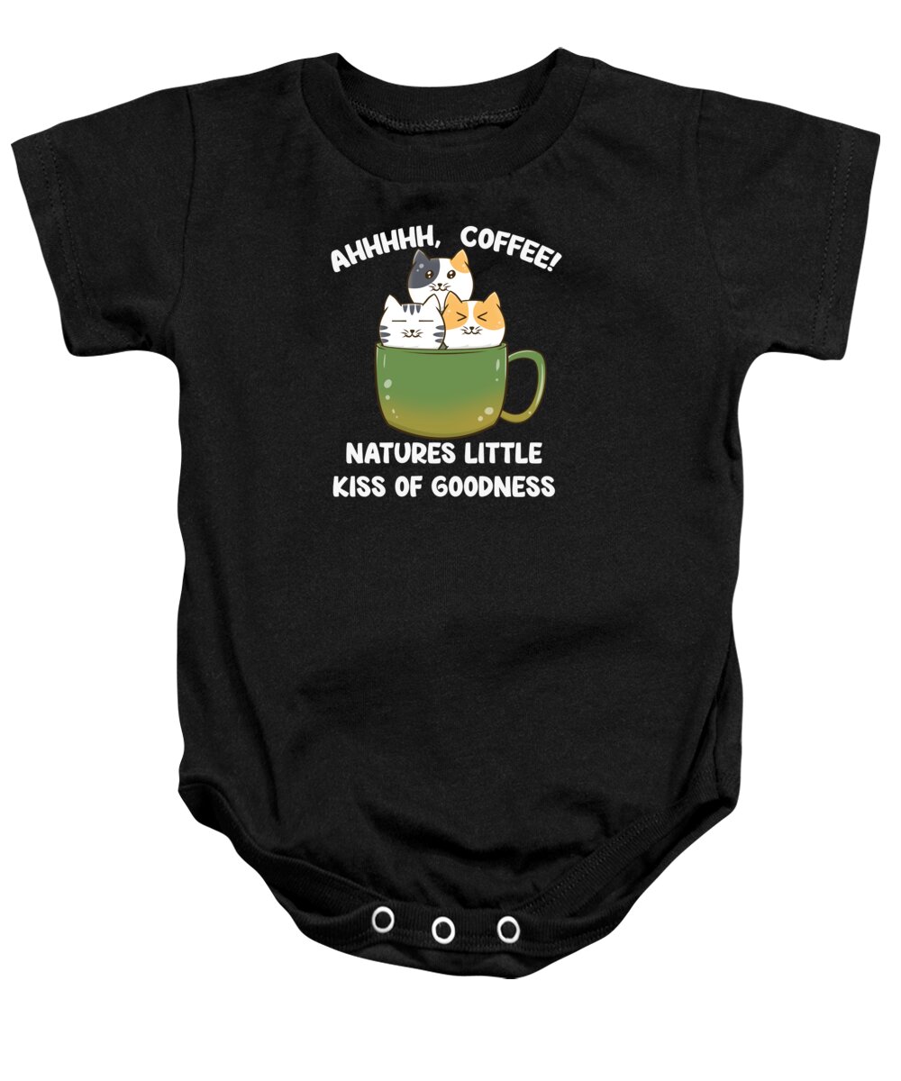 Cat And Coffee Baby Onesie featuring the digital art Cats and coffee cat lover coffee lover #10 by Toms Tee Store