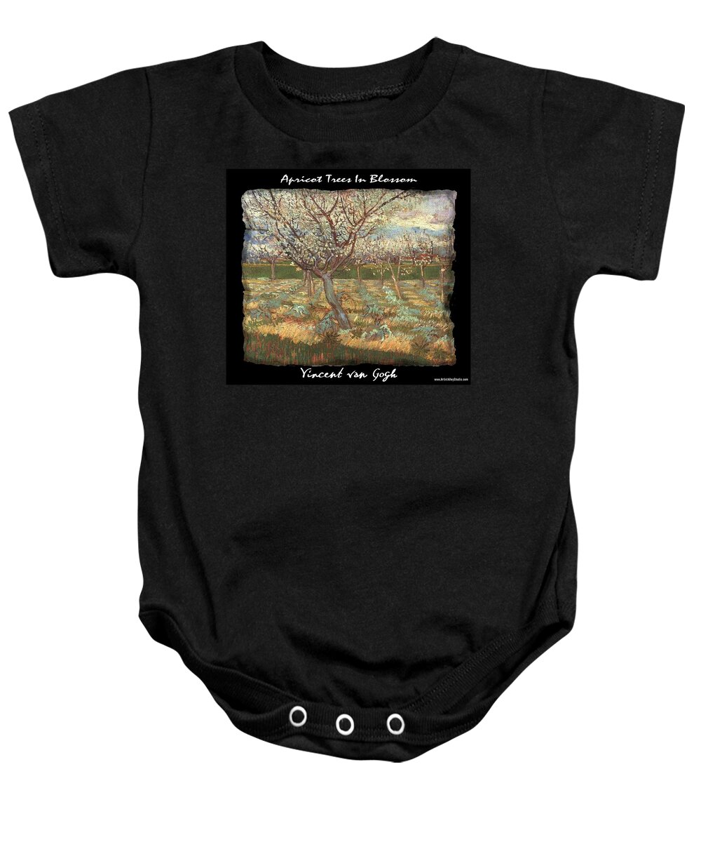 Vincent Baby Onesie featuring the painting Apricot Trees In Blossom - VVG by The GYPSY and Mad Hatter