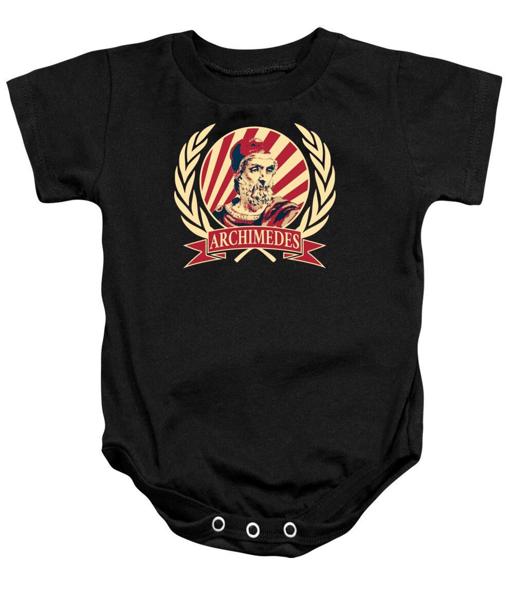 Archimedes Baby Onesie featuring the digital art Archimedes by Megan Miller