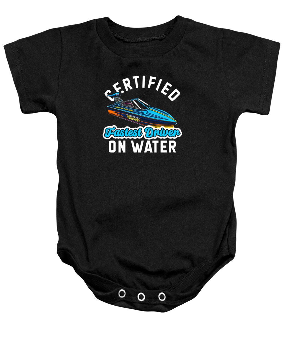 Drag Boat Racing Baby Onesie featuring the digital art Drag Boat Racing Racer Speed Motor Boat Driver #2 by Toms Tee Store