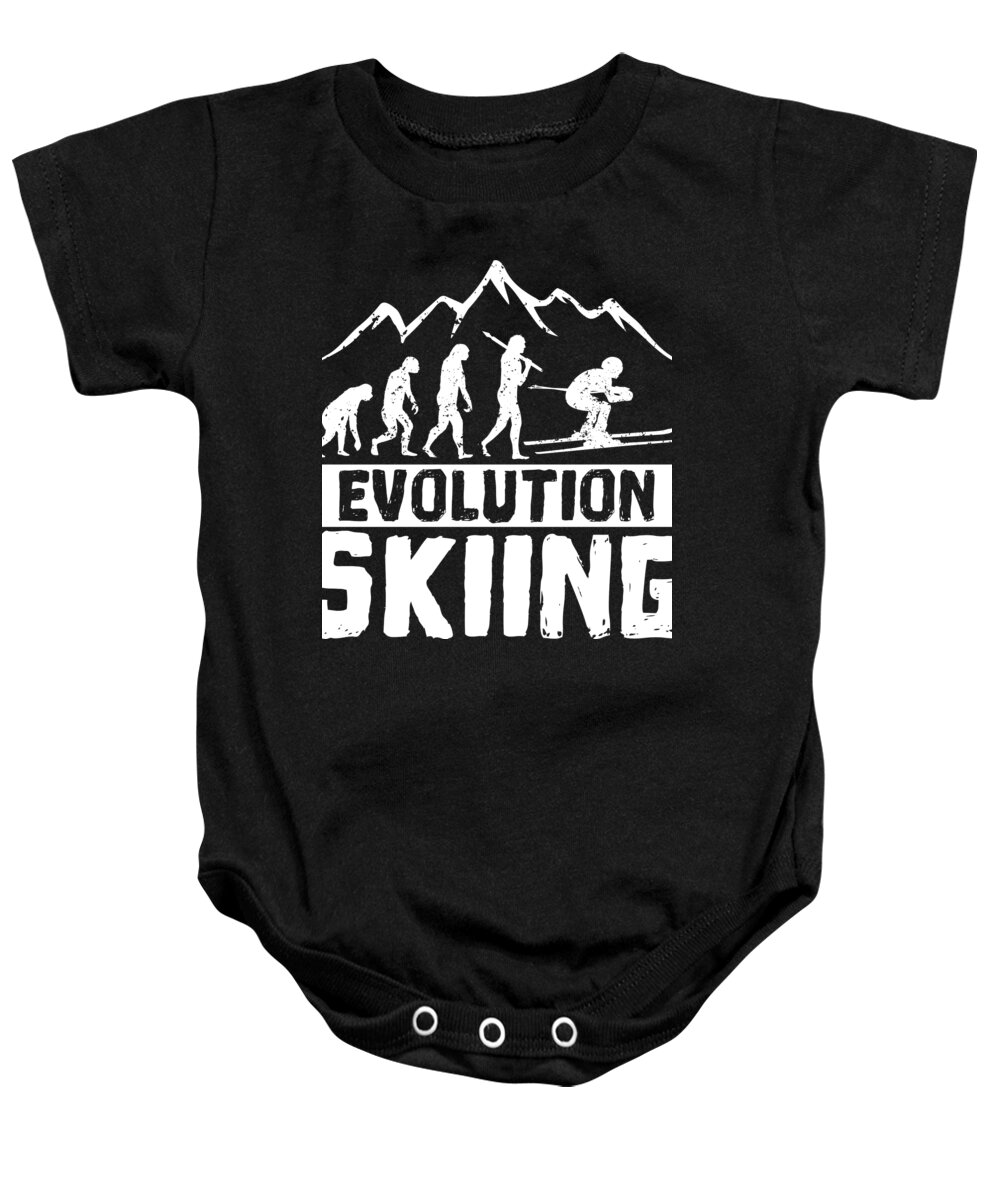 Snow Baby Onesie featuring the digital art Evolution Skiing #2 by Mister Tee