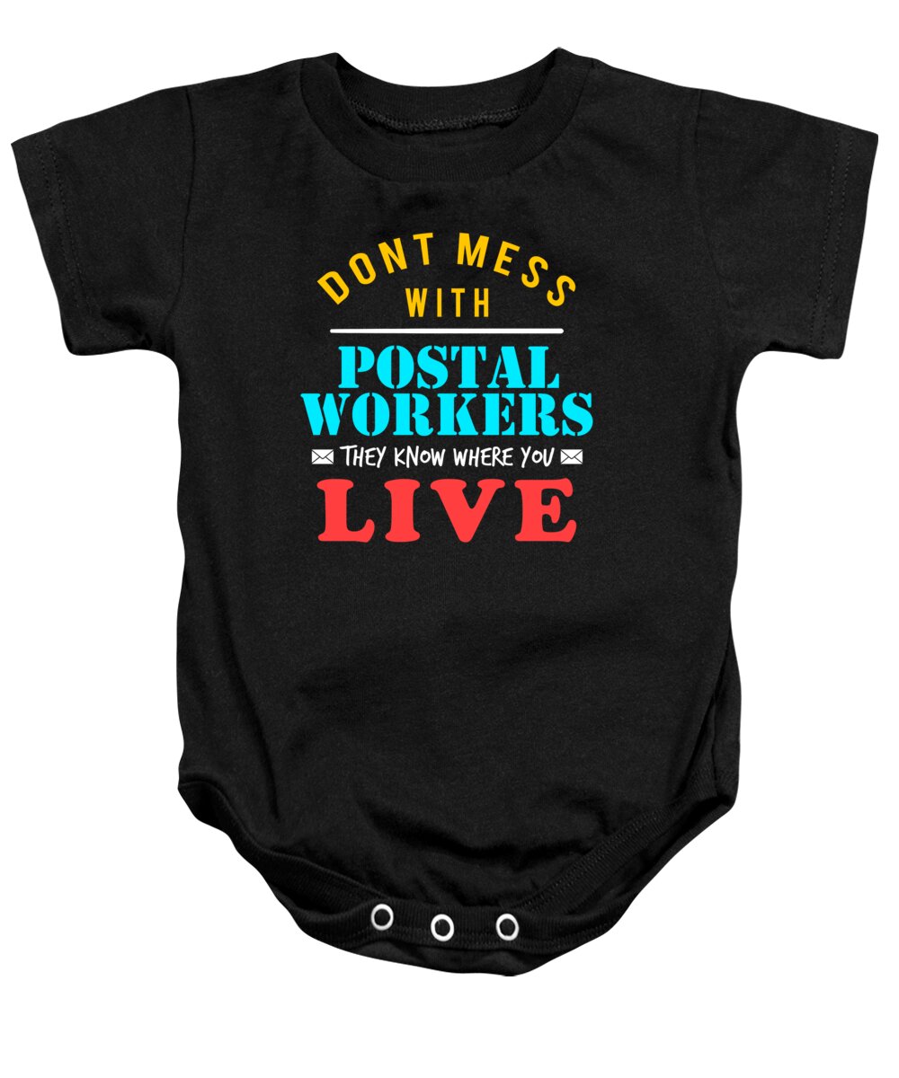 Postal Office Baby Onesie featuring the digital art Funny Post Office Postal Worker Apparel by Michael S