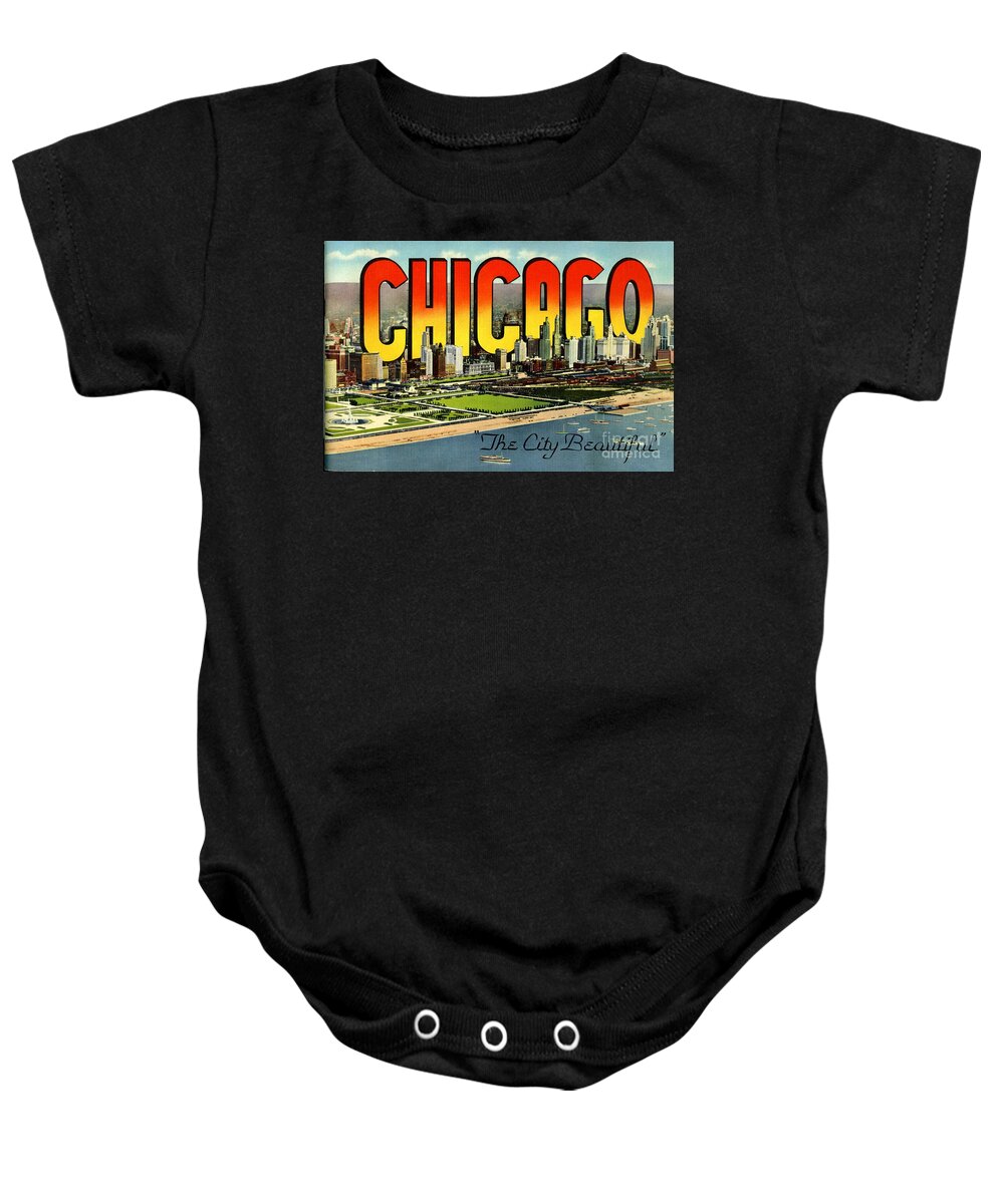 Retro Baby Onesie featuring the photograph Retro Chicago Poster #2 by Action