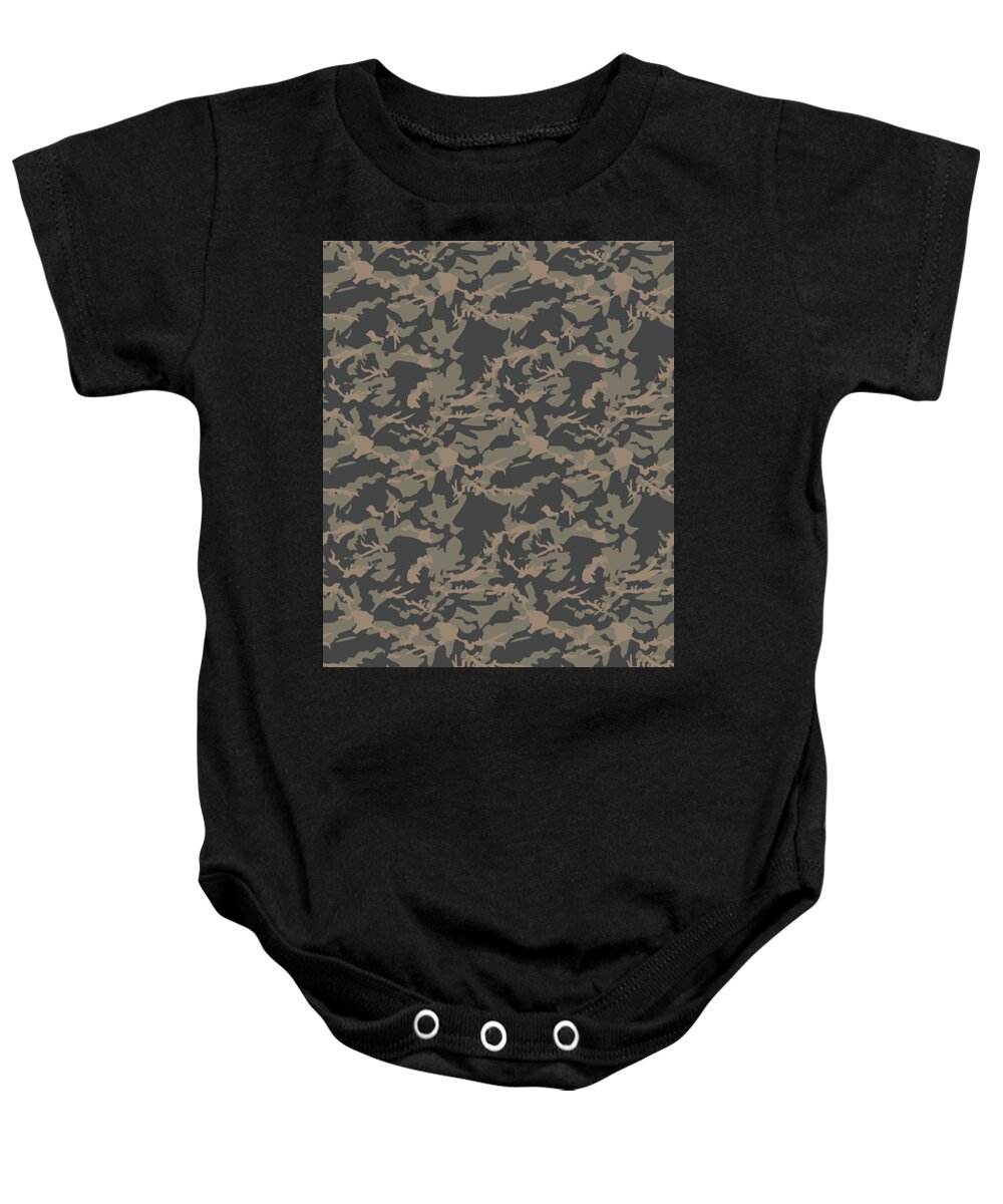 Soldier Baby Onesie featuring the digital art Camouflage Pattern Camo Stealth Hide Military #23 by Mister Tee