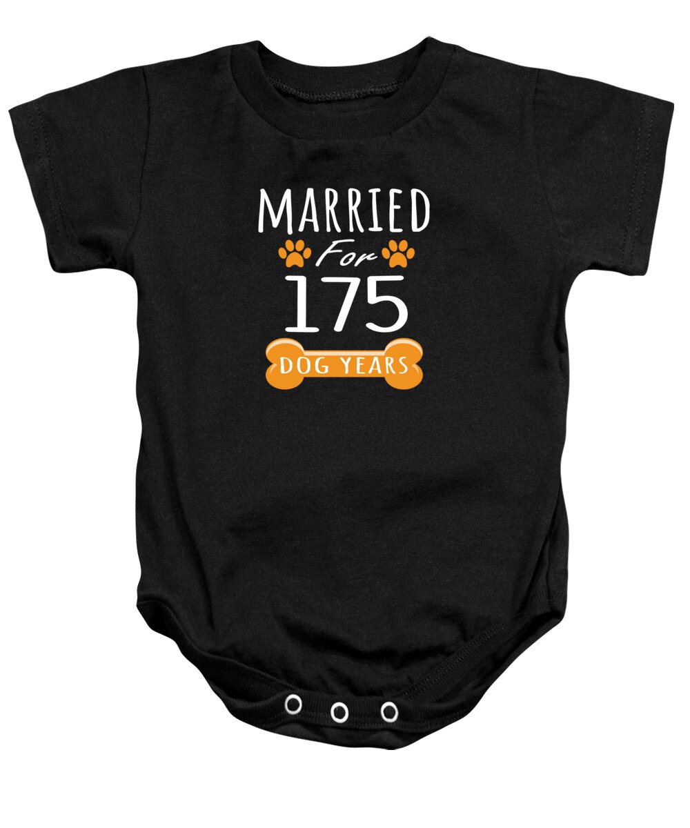 Couples Baby Onesie featuring the digital art 25th Anniversary Funny Married For 175 Dog Years Marriage graphic by Art Grabitees