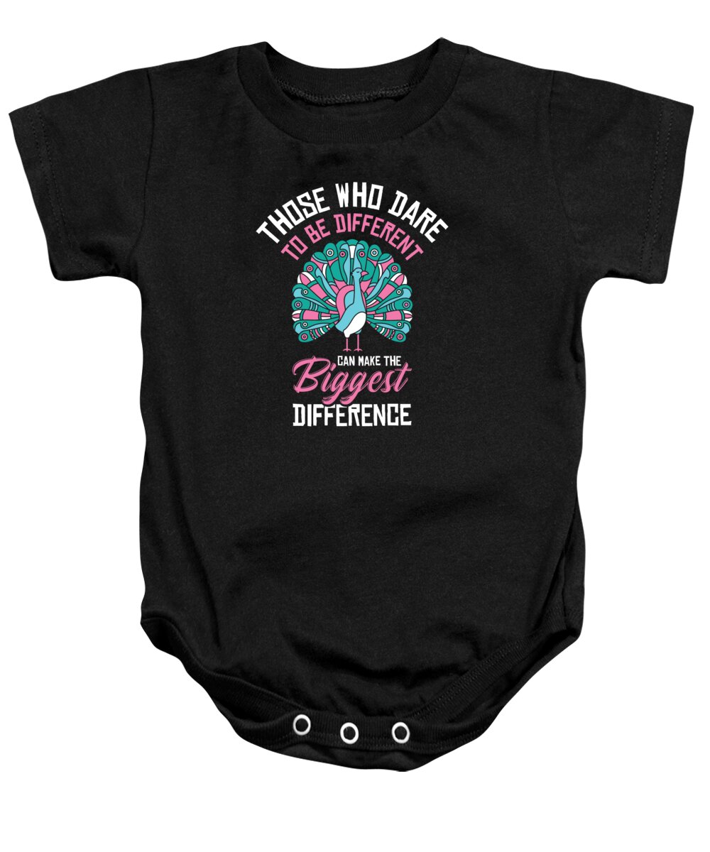 Peacock Baby Onesie featuring the digital art Peacock Inspirational Peacock Fan Wildlife Positivity #3 by Toms Tee Store